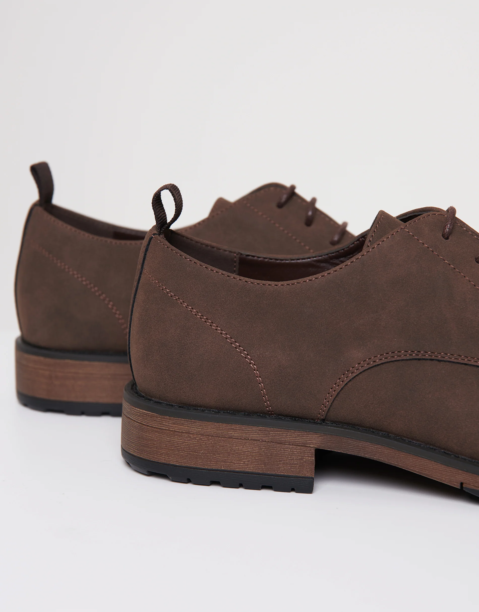 Faux Suede Derby Shoes in Brown - Image 4