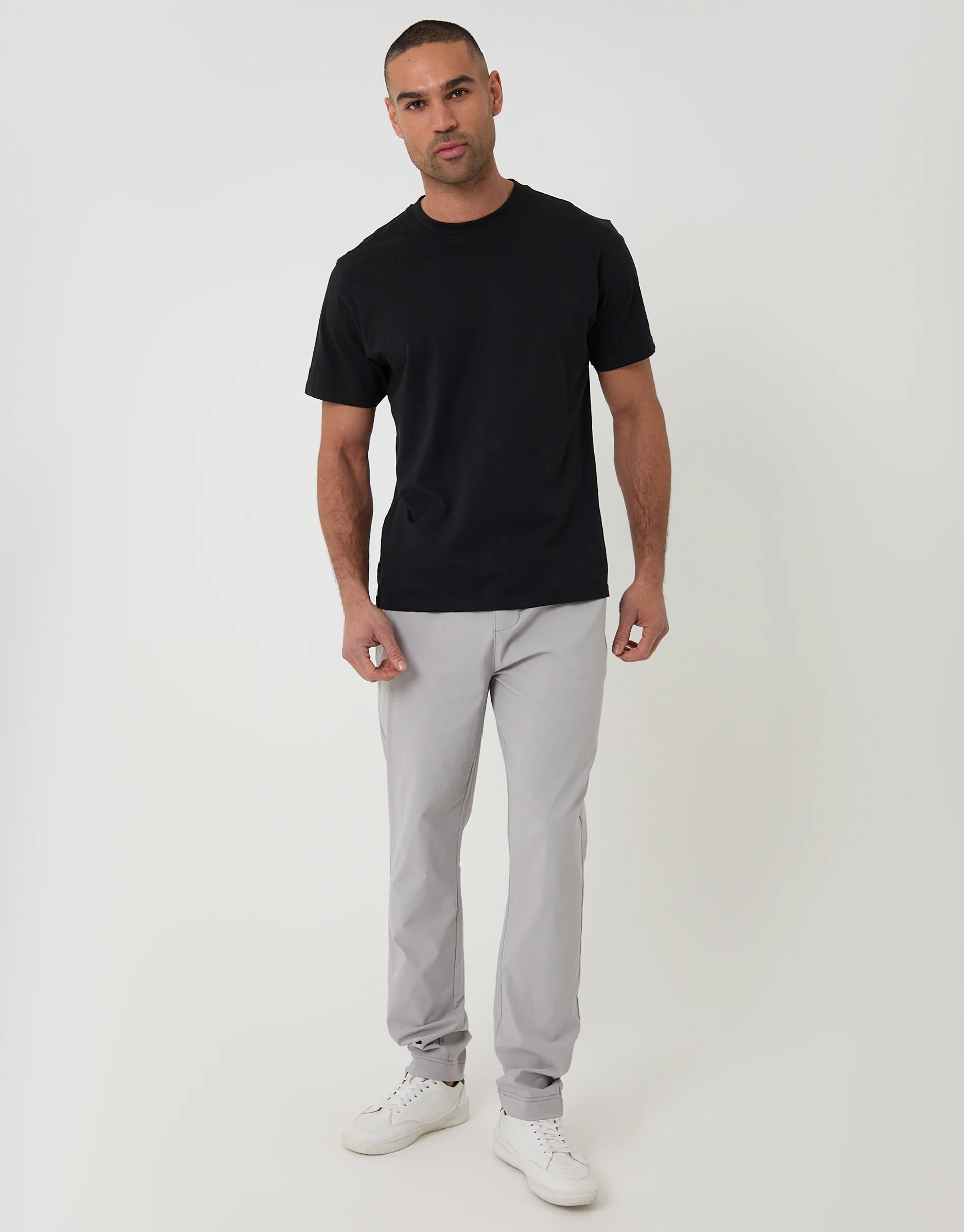 Slim Fit Stretch Trousers in Chalk