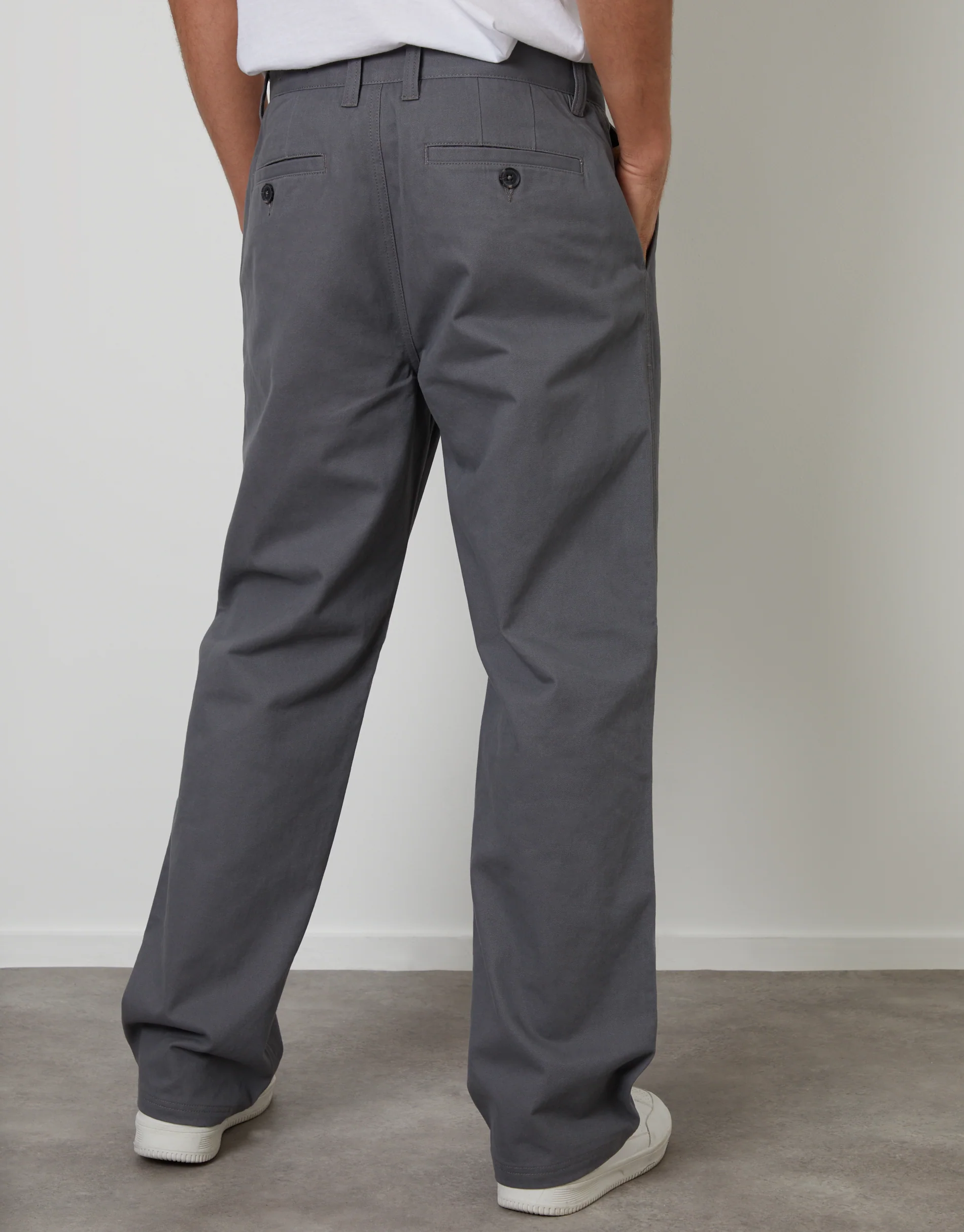 Baggy Fit Chino Trousers in Charcoal Grey - Image 3