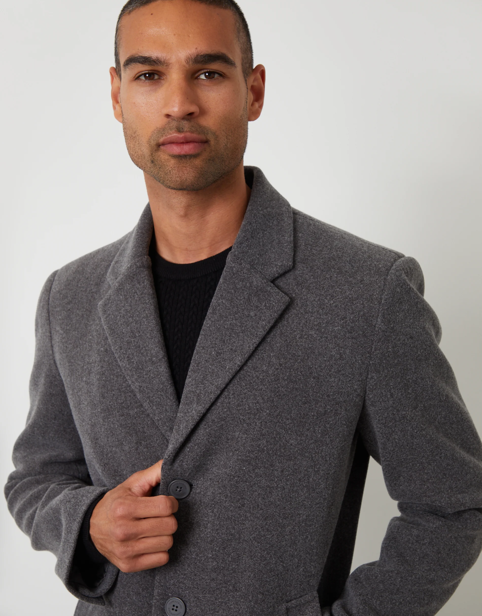 Faux Wool Overcoat in Charcoal Grey - Image 4