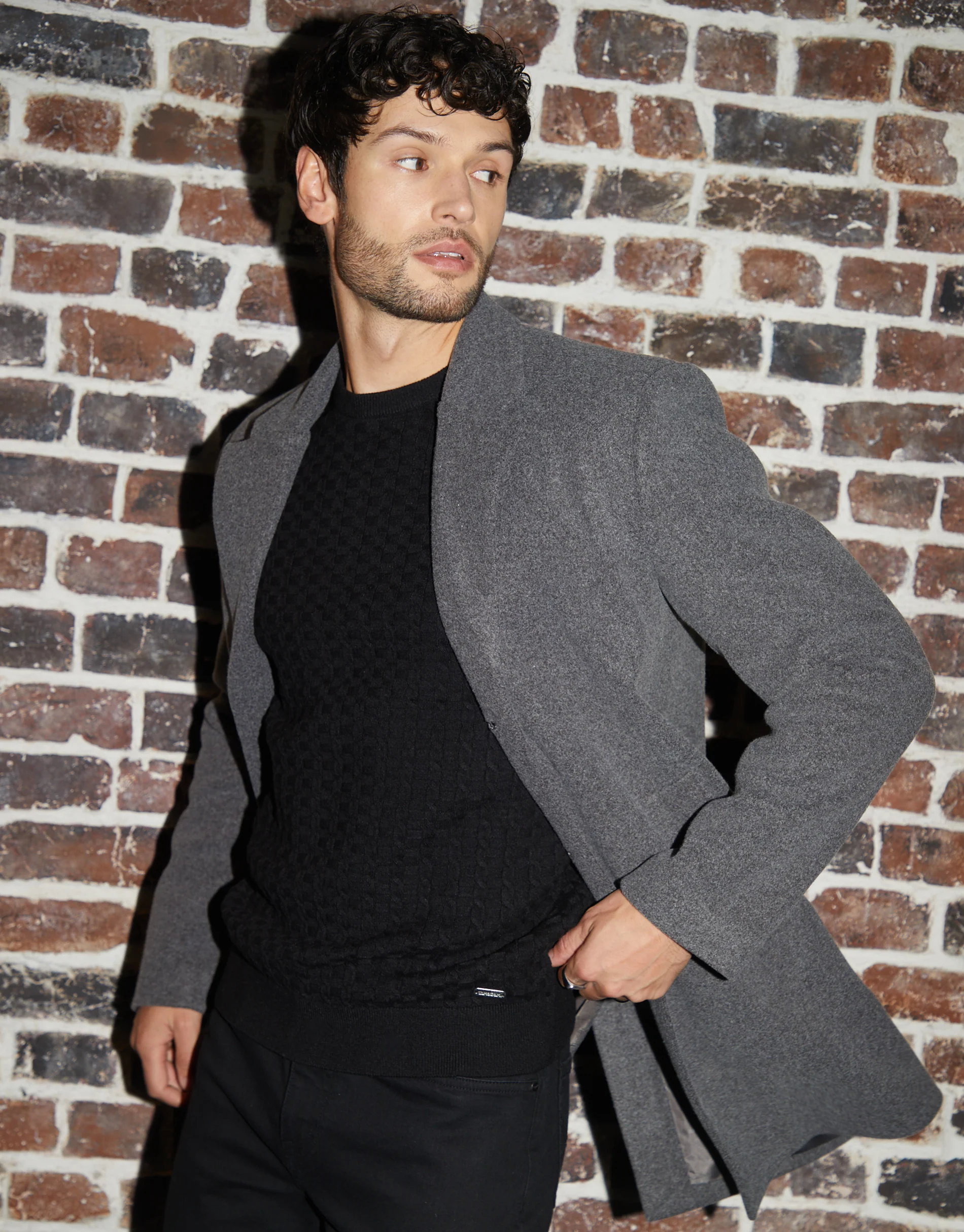 Faux Wool Overcoat in Charcoal Grey - Image 5