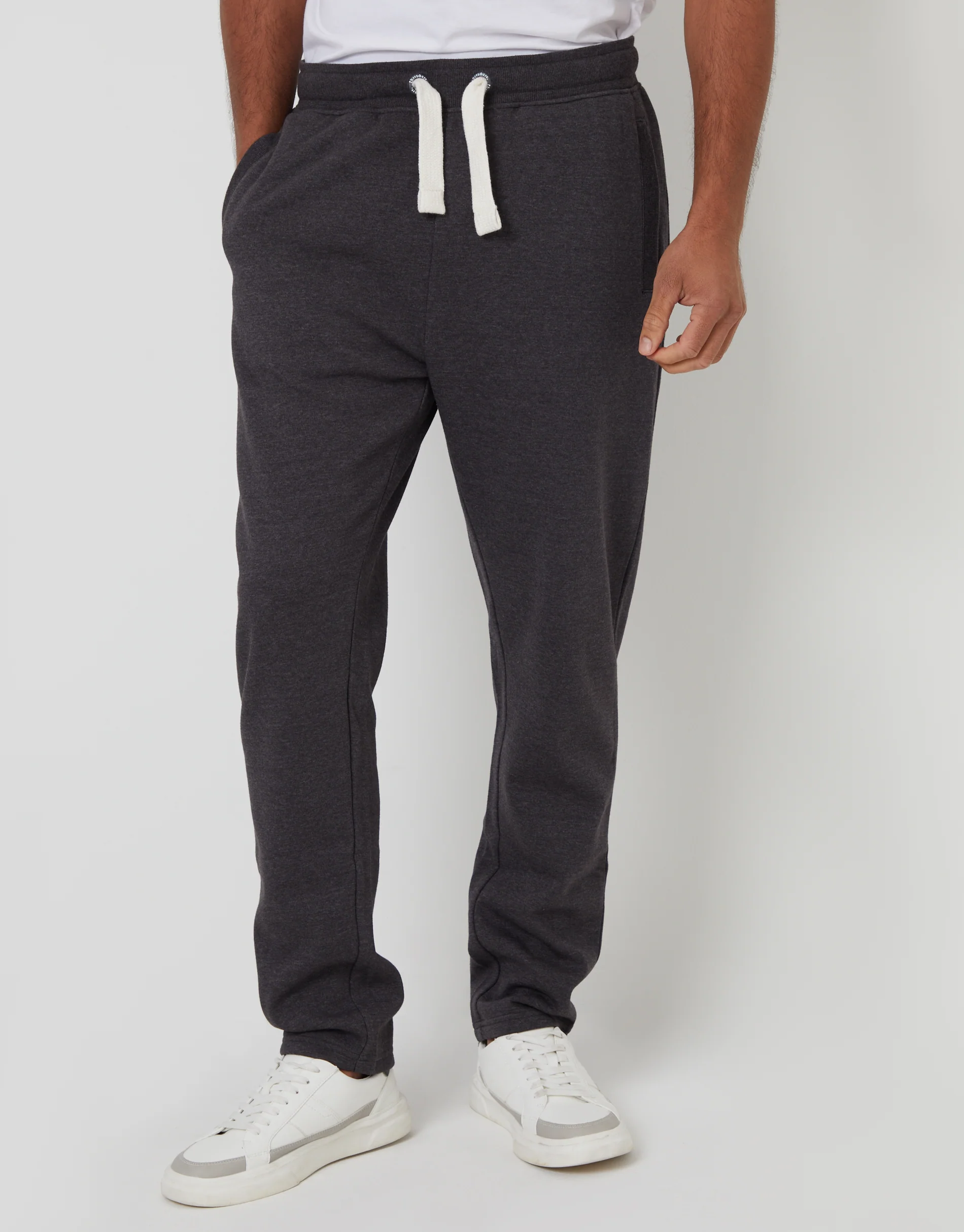 Straight Leg Joggers in Charcoal Grey Marl - Image 2