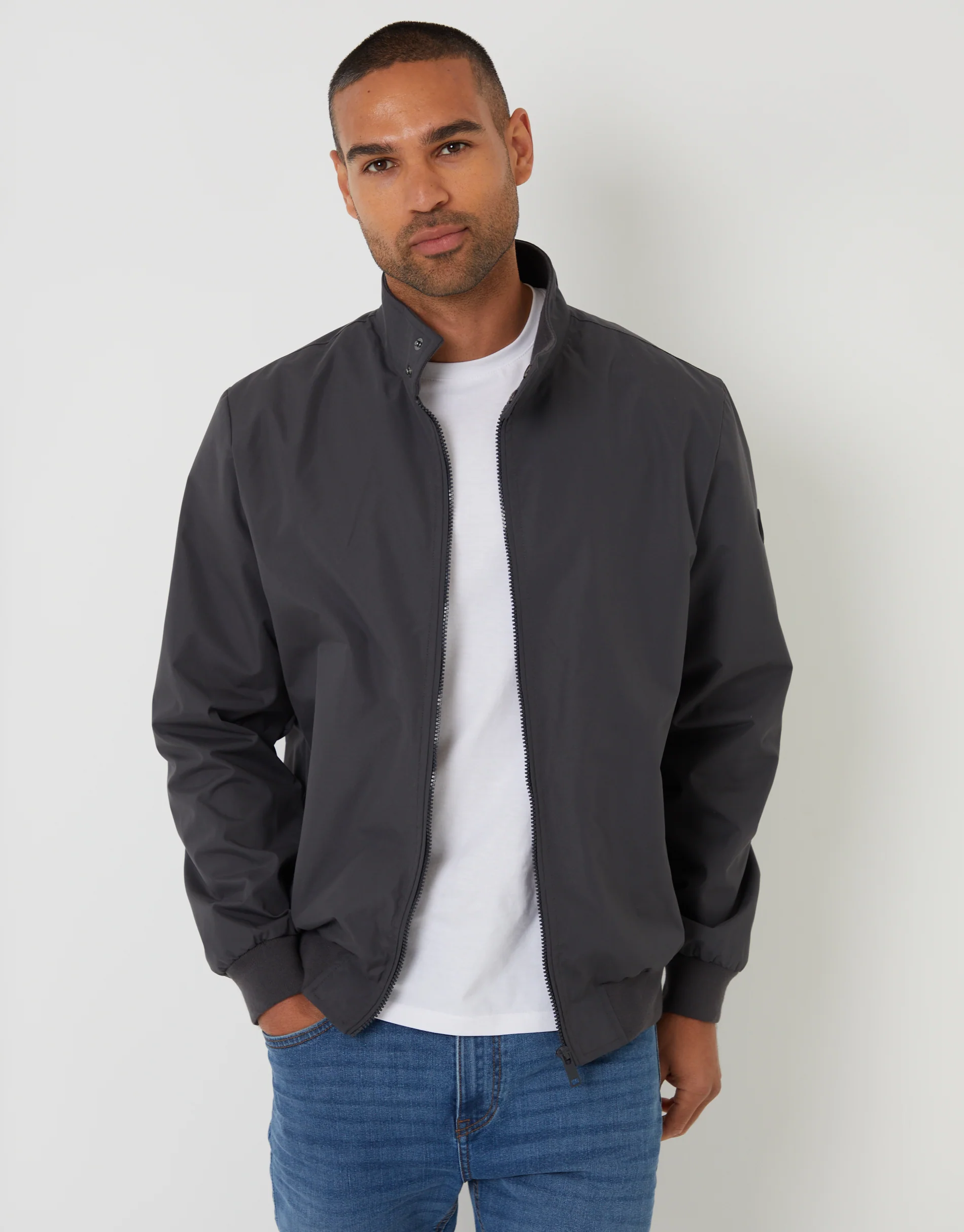 Showerproof Harrington Jacket in Charcoal Grey