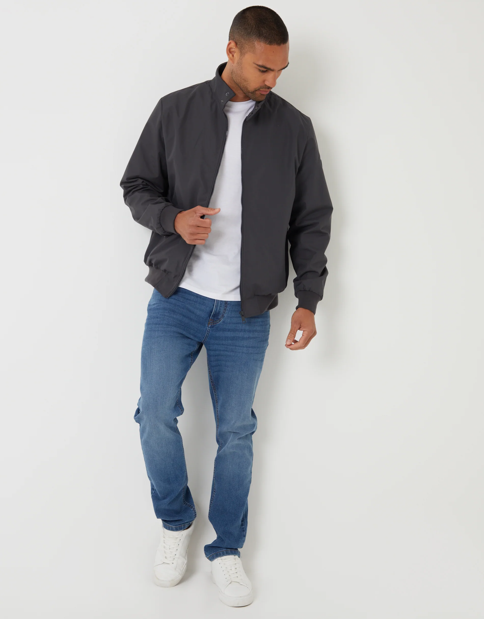 Showerproof Harrington Jacket in Charcoal Grey - Image 3