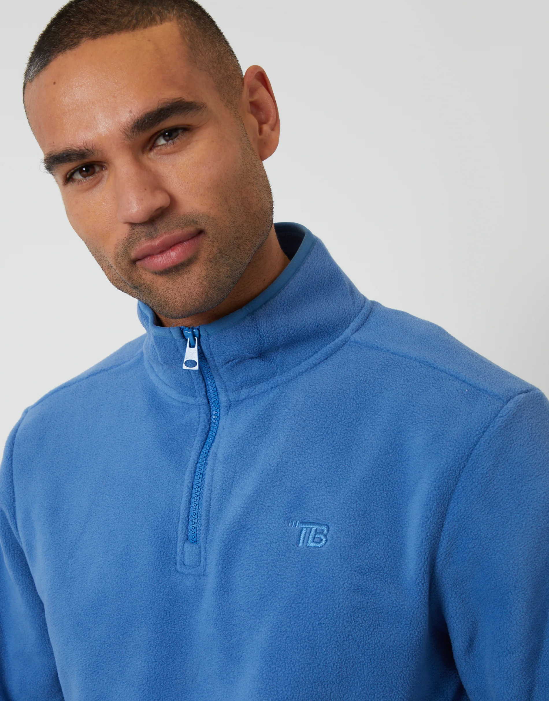 Quarter Zip Microfleece Sweatshirt in Cobalt Blue - Image 4