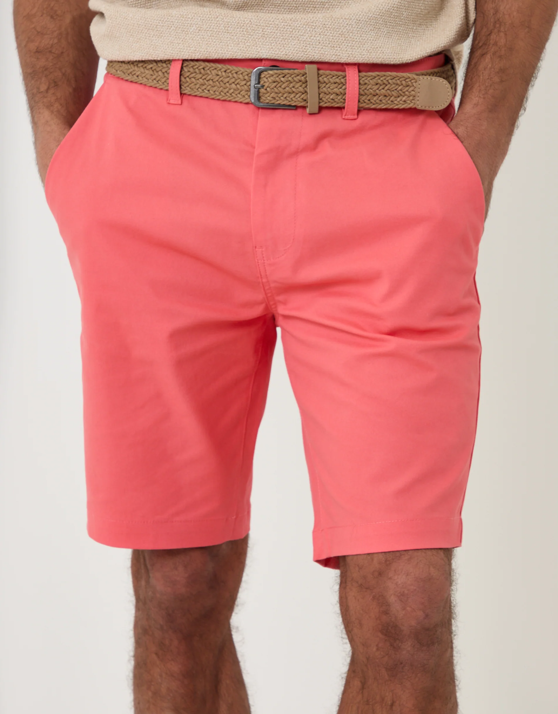Belted Chino Shorts in Coral Pink - Image 2