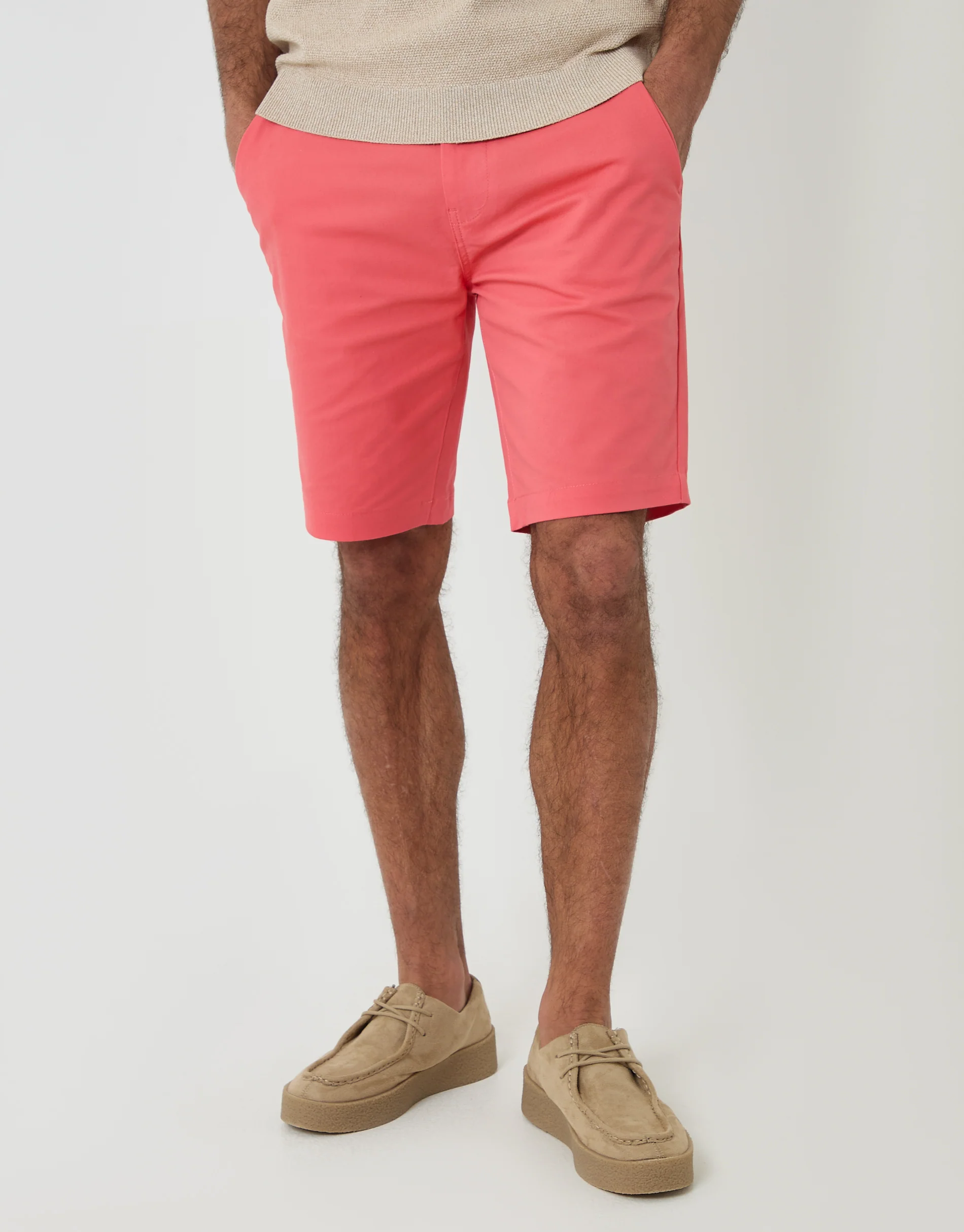 Belted Chino Shorts in Coral Pink - Image 3
