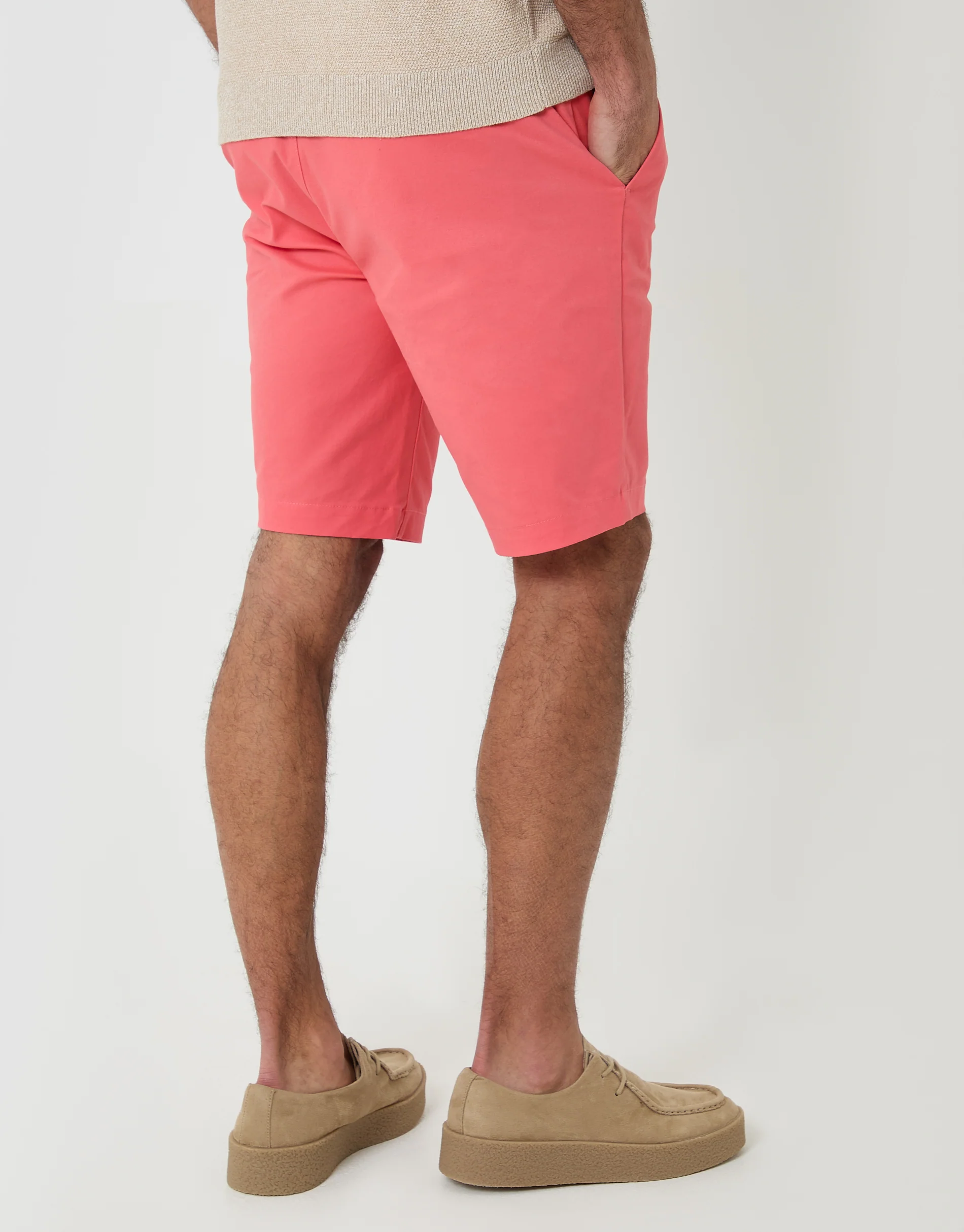 Belted Chino Shorts in Coral Pink - Image 4