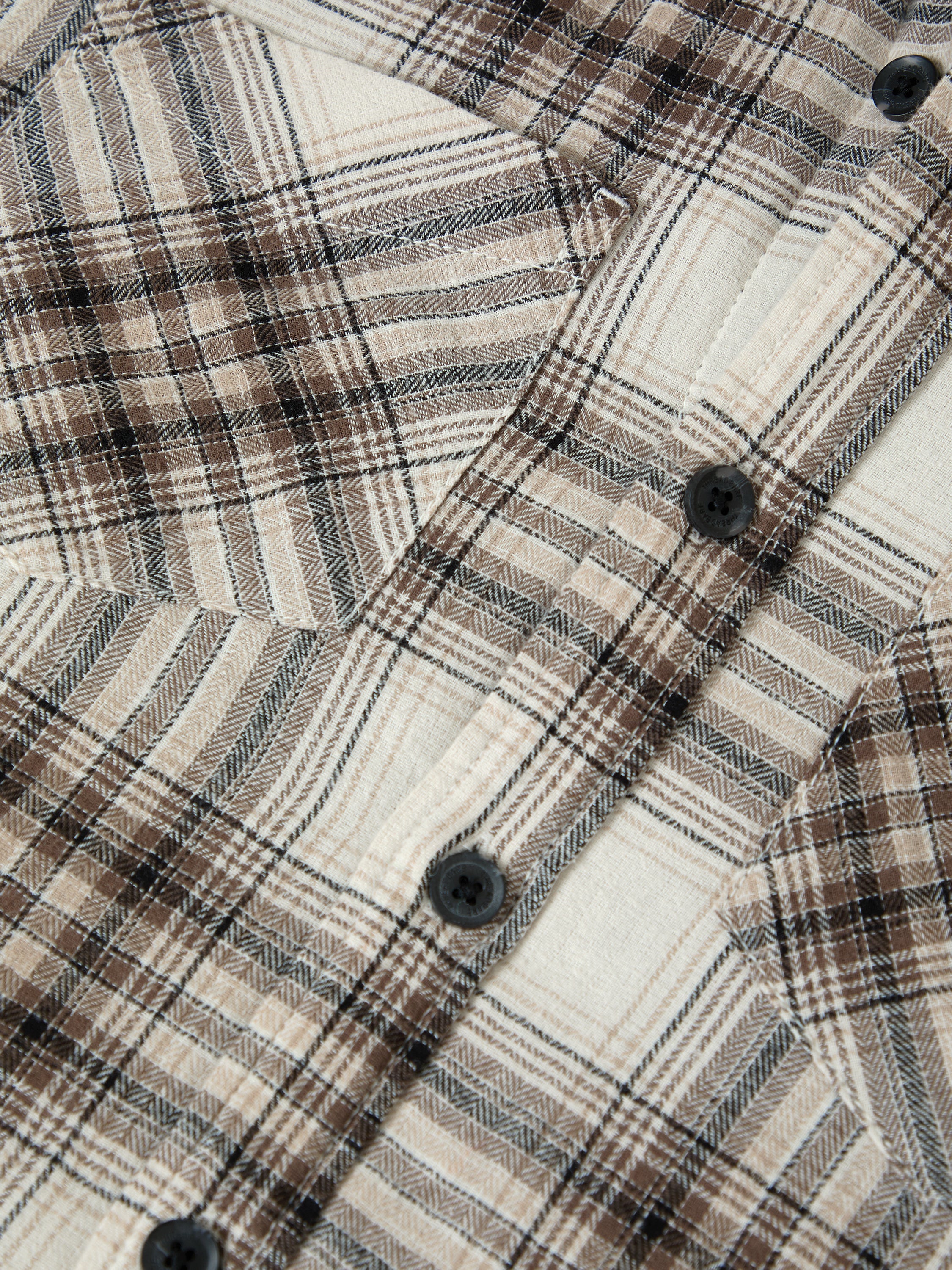Quilted Shacket with Borg Lined Hood in Cream Check - Image 6