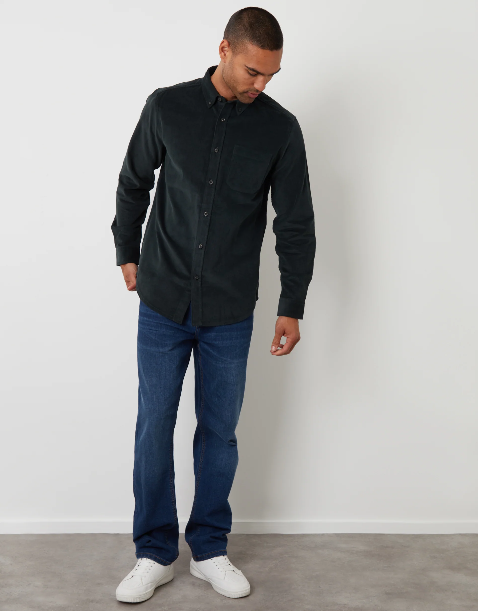 Corduroy Shirt in Dark Blue - Image 4