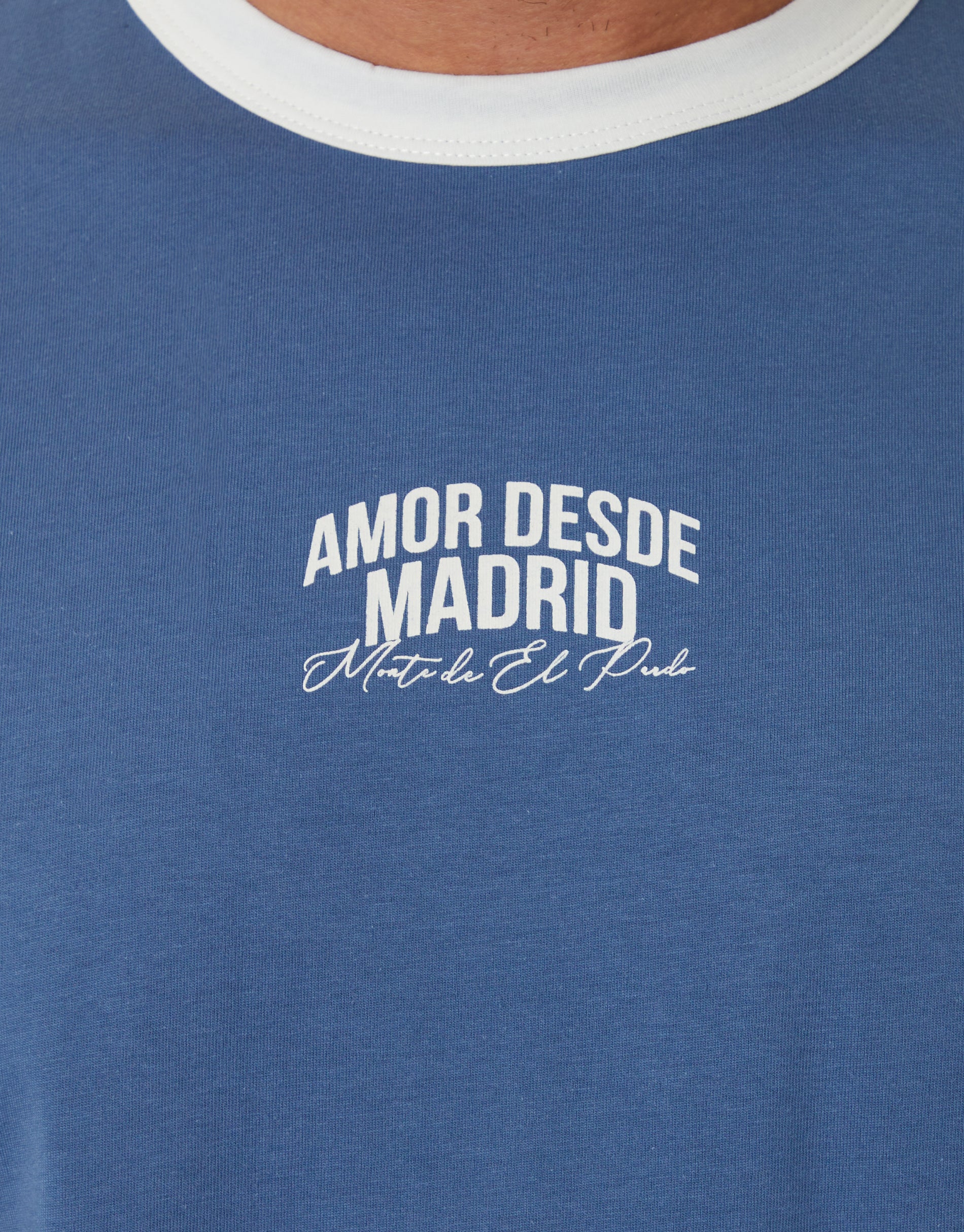 Madrid Graphic Cotton Ringer T-Shirt in Dark Denim - Image 4