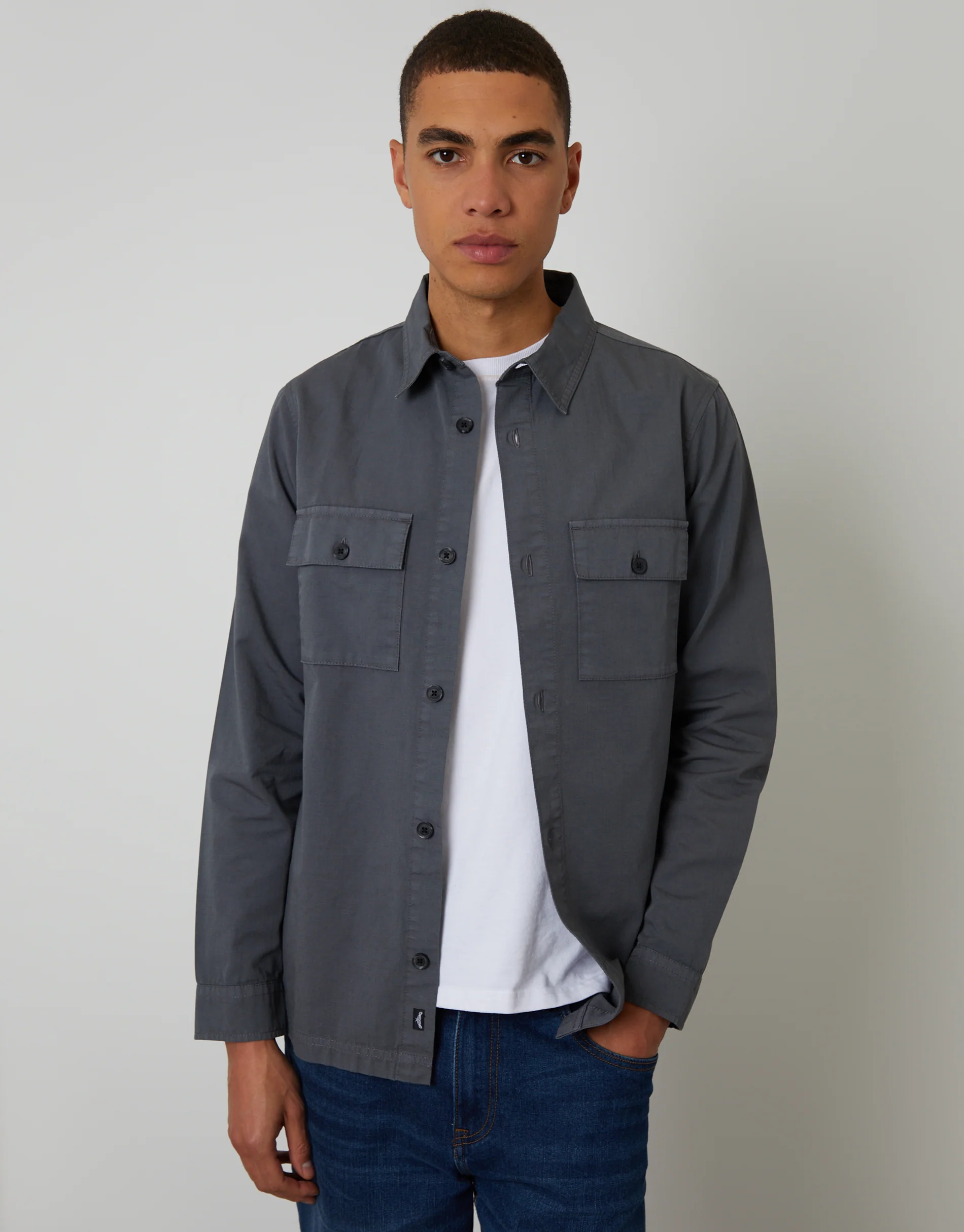 Lightweight Shacket in Dark Grey