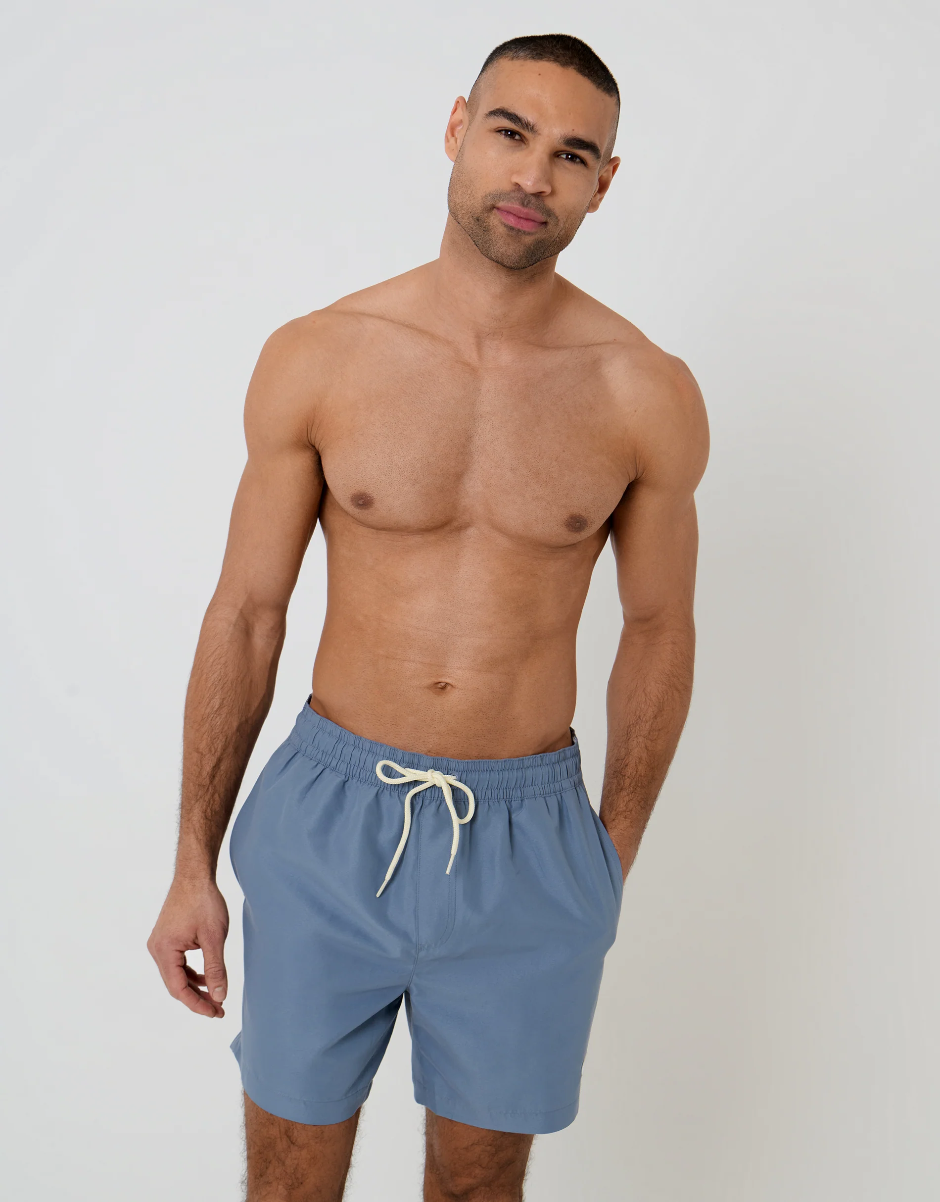 2 Pack Tropical Print Quick Dry Swim Shorts in Denim Blue - Image 4