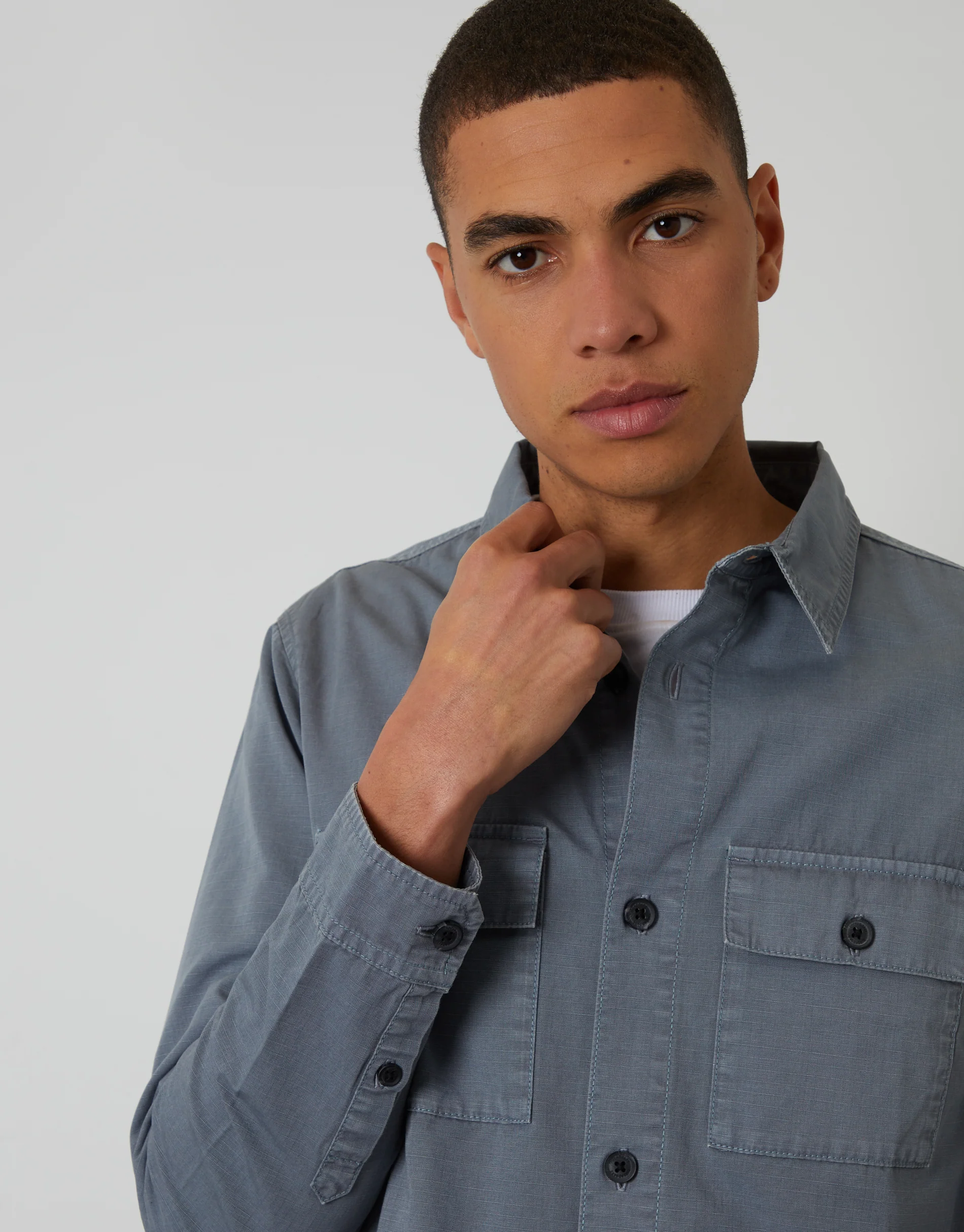 Lightweight Shacket in Denim Blue - Image 4