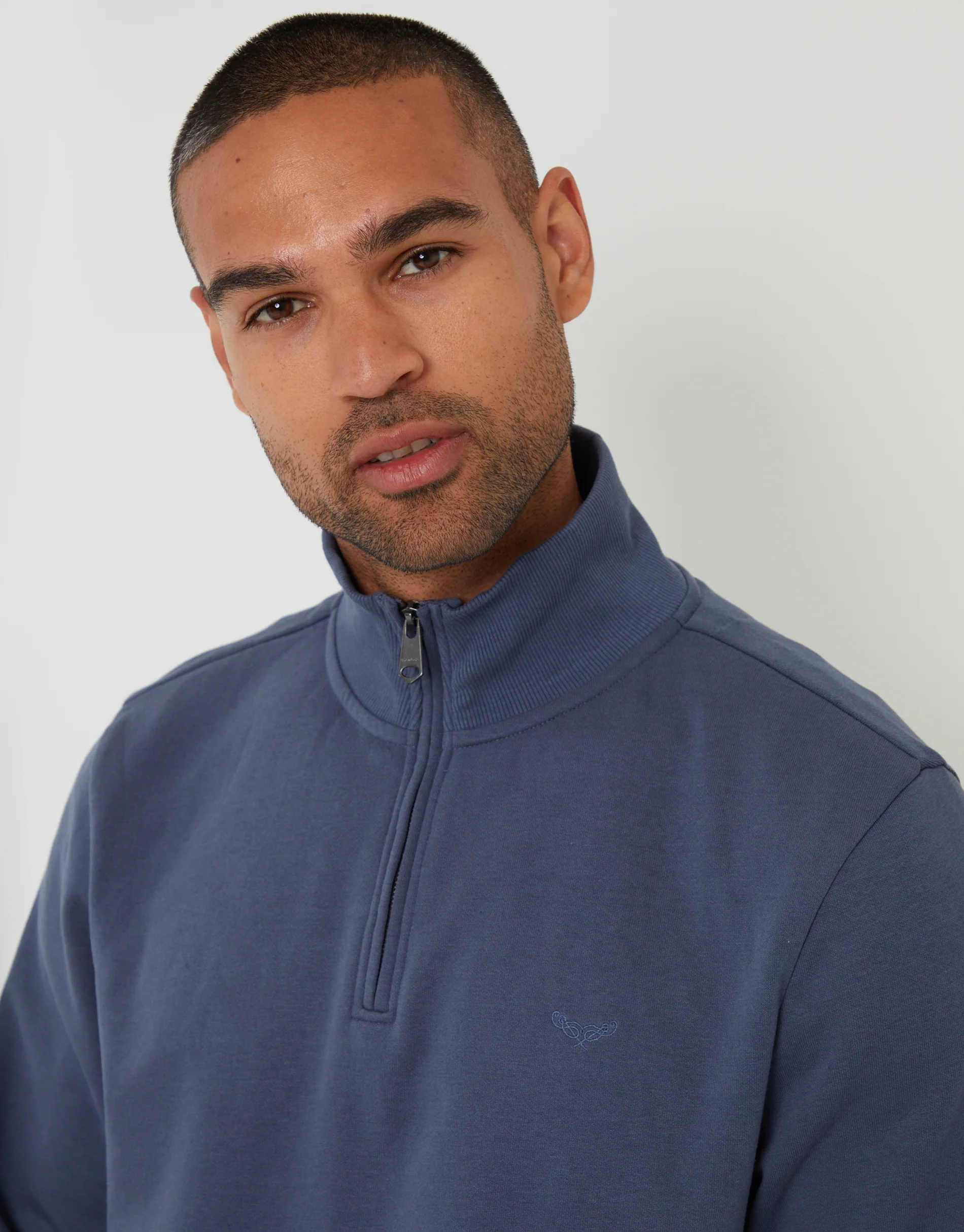 Quarter Zip Sweatshirt in Denim Blue - Image 4