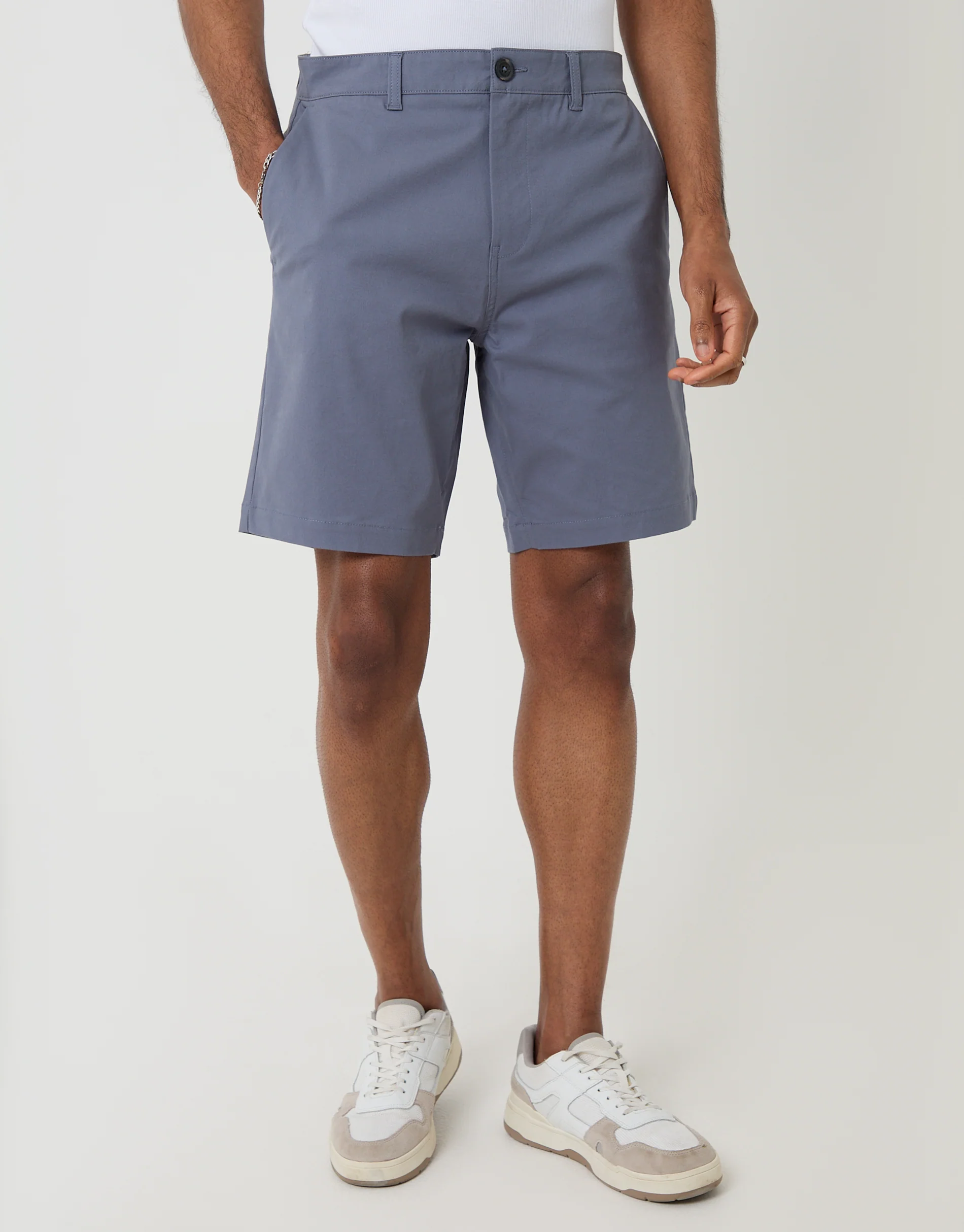 Regular Fit Stretch Chino Shorts in Denim Blue
