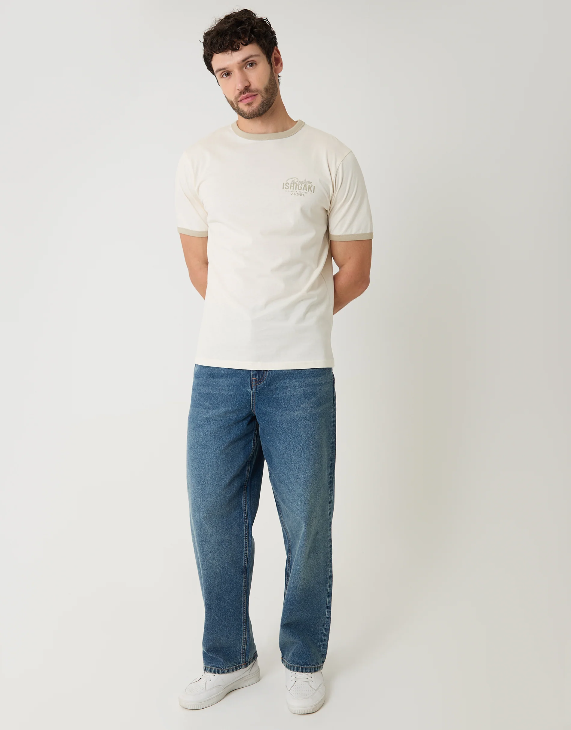 Ishigaki Graphic Cotton Ringer T-Shirt in Ecru - Image 3