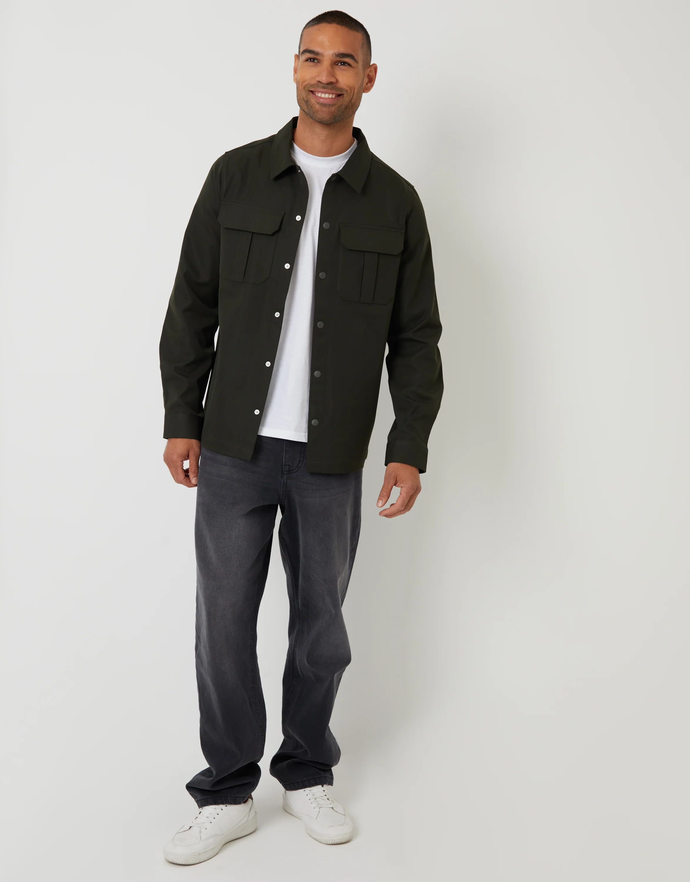 Cargo Pocket Shacket in Forest Green - Image 3