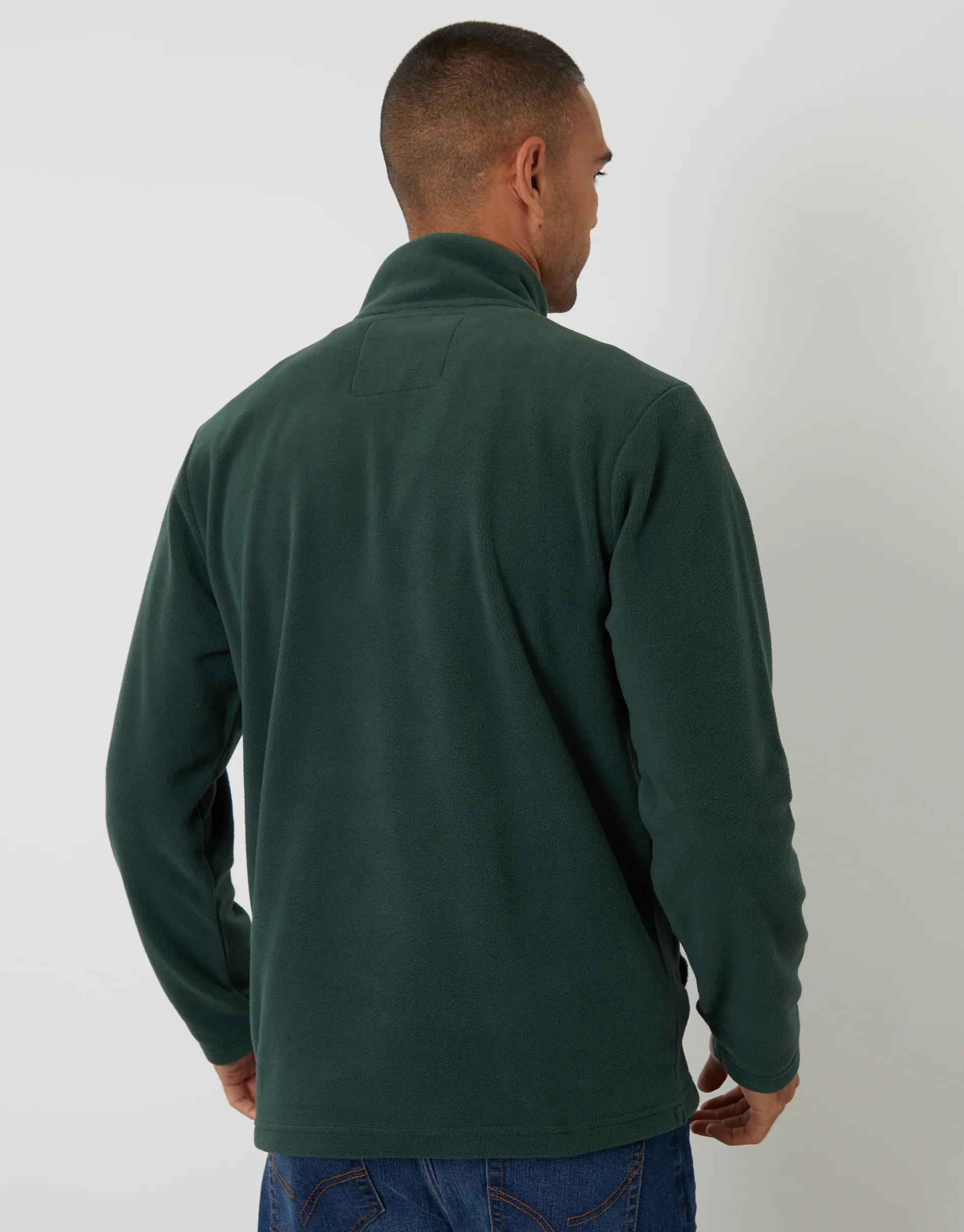 Quarter Zip Microfleece Sweatshirt in Forest Green - Image 2
