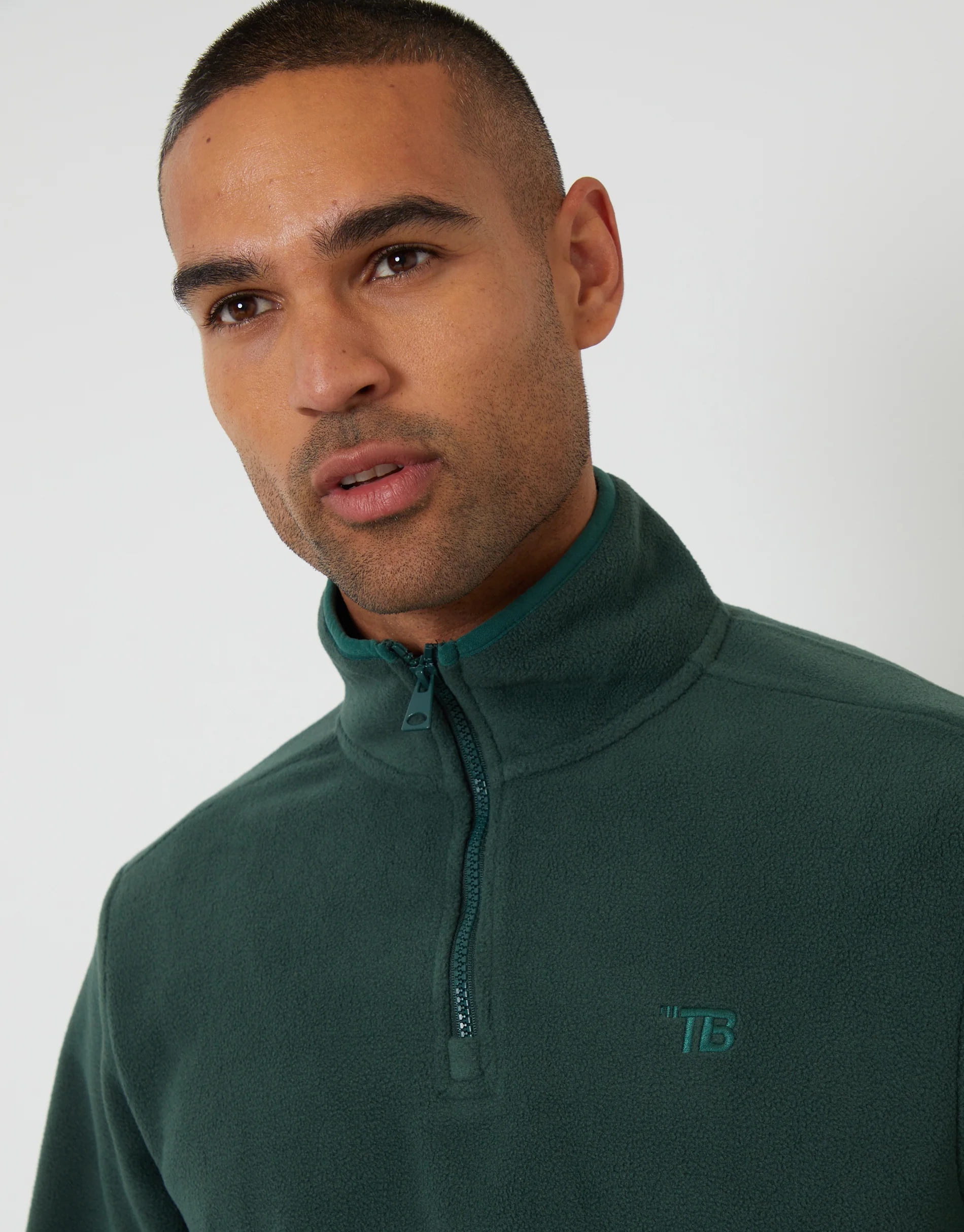 Quarter Zip Microfleece Sweatshirt in Forest Green - Image 4