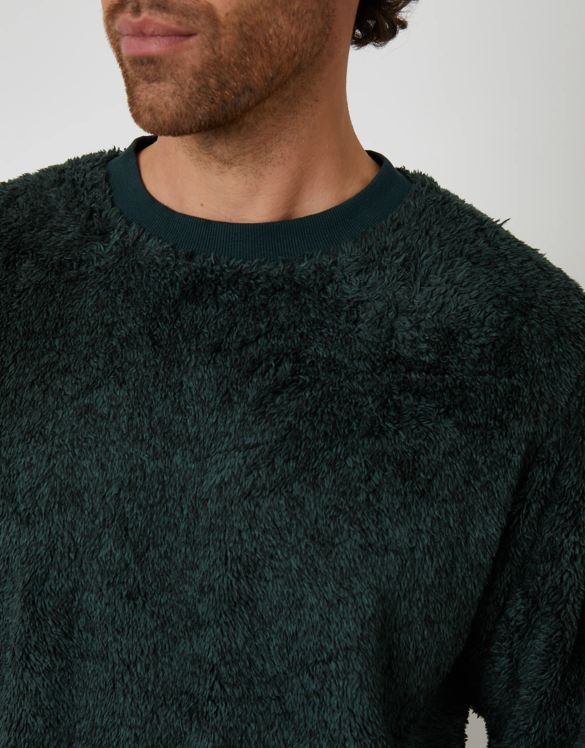 Two Tone Borg Loungewear Set in Forest Green - Image 4