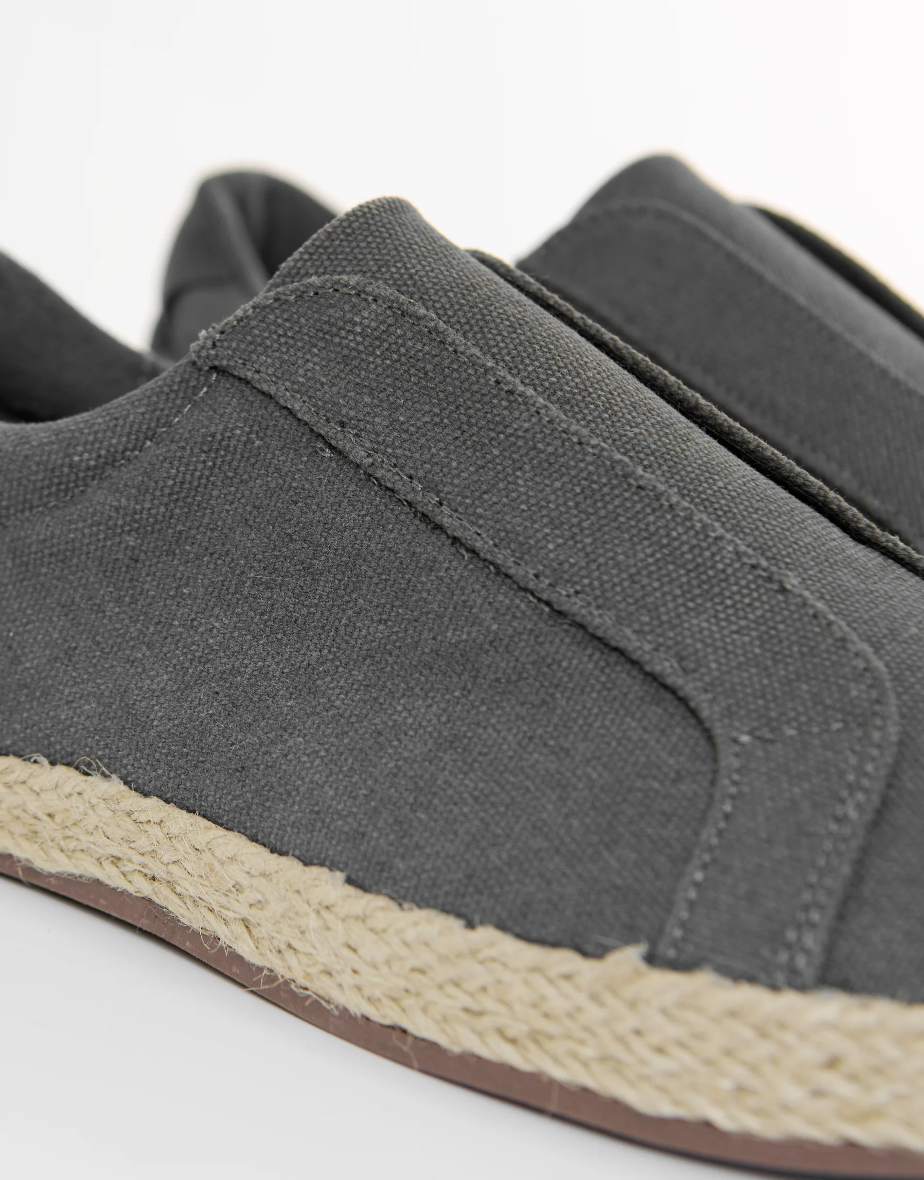 Cotton Canvas Slip On Espadrilles in Grey - Image 4