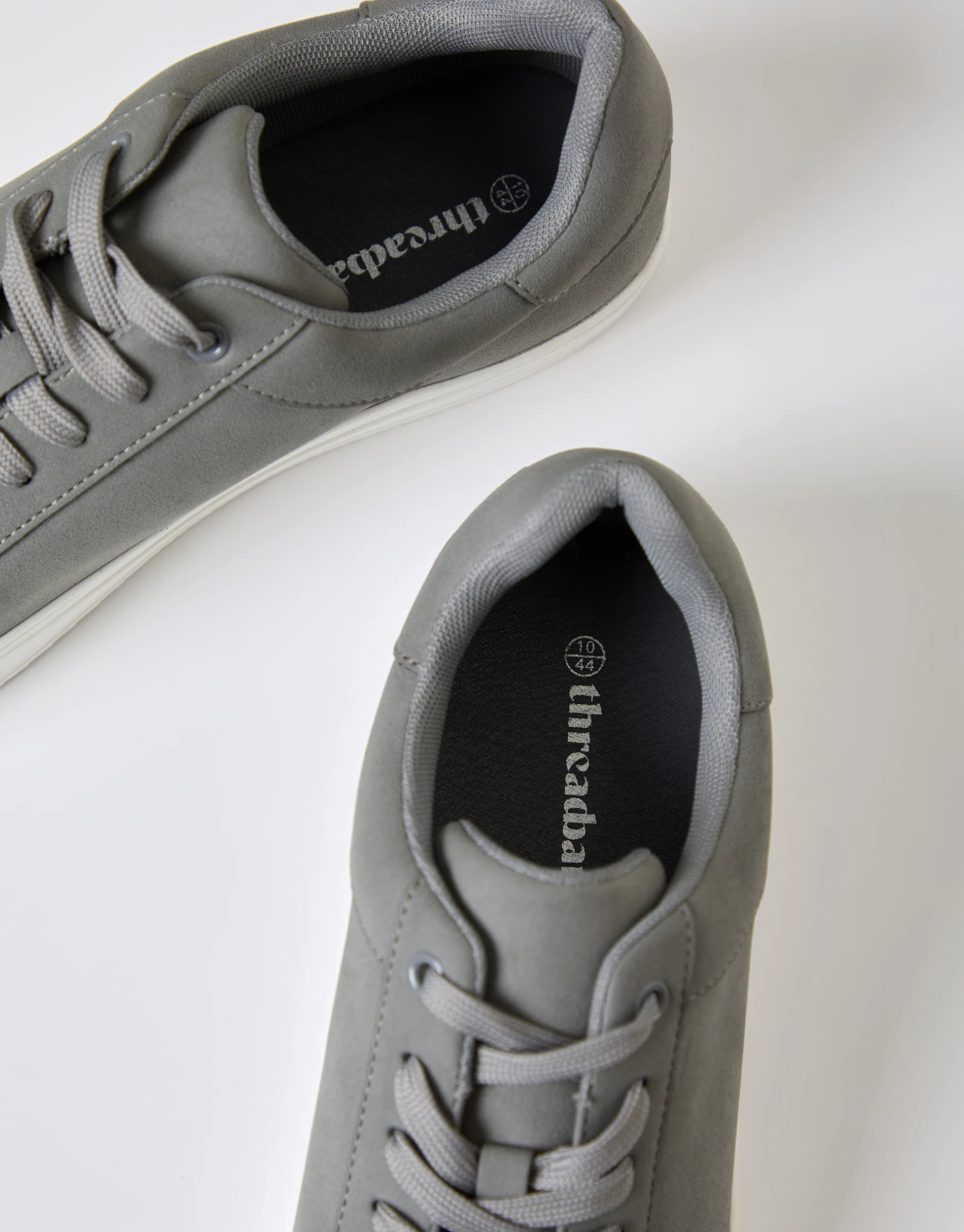 Faux Suede Court Trainers in Grey - Image 4