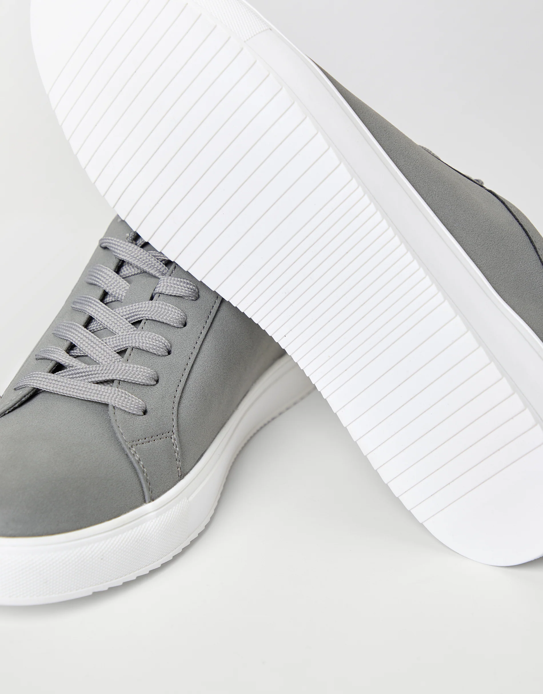 Faux Suede Court Trainers in Grey - Image 5