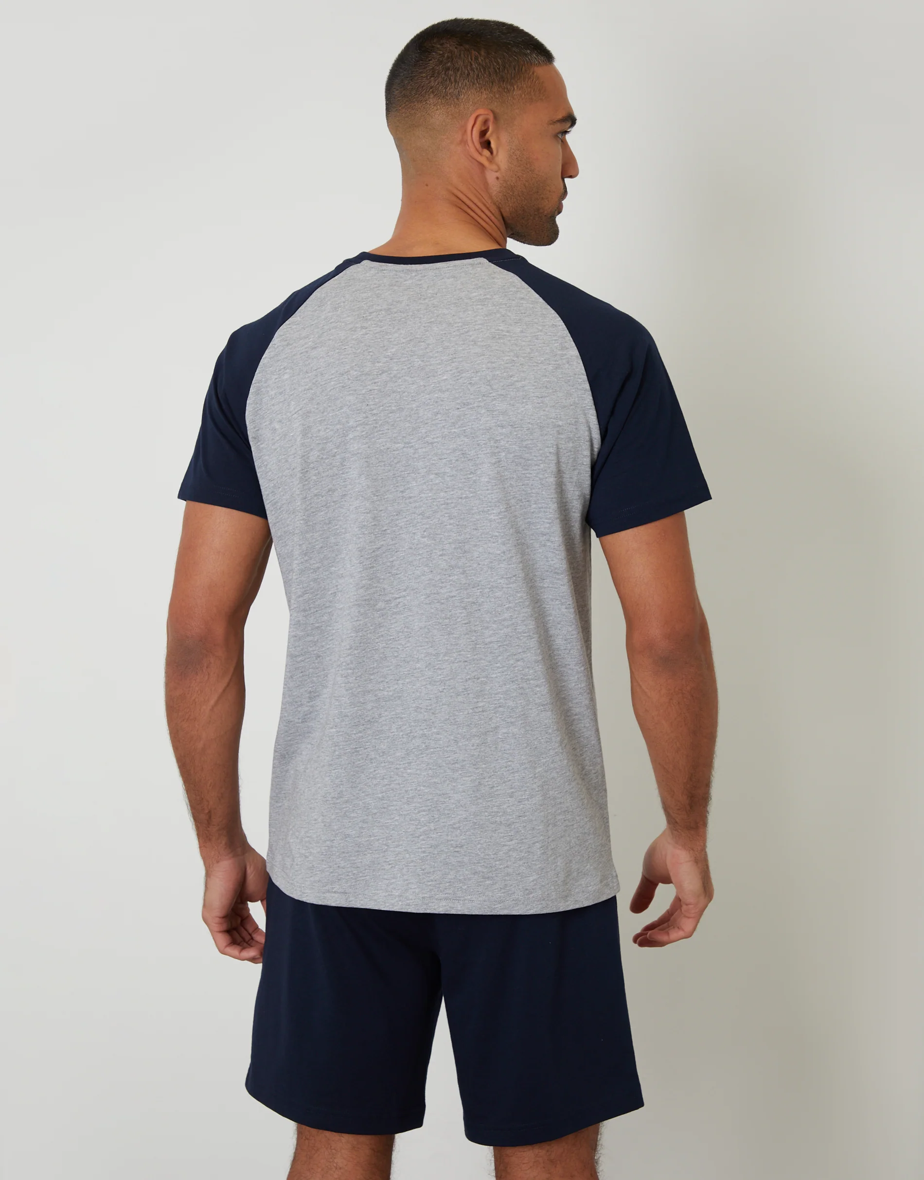 Raglan Short Sleeve Top & Shorts Lounge Set in Grey Marl - Image 2