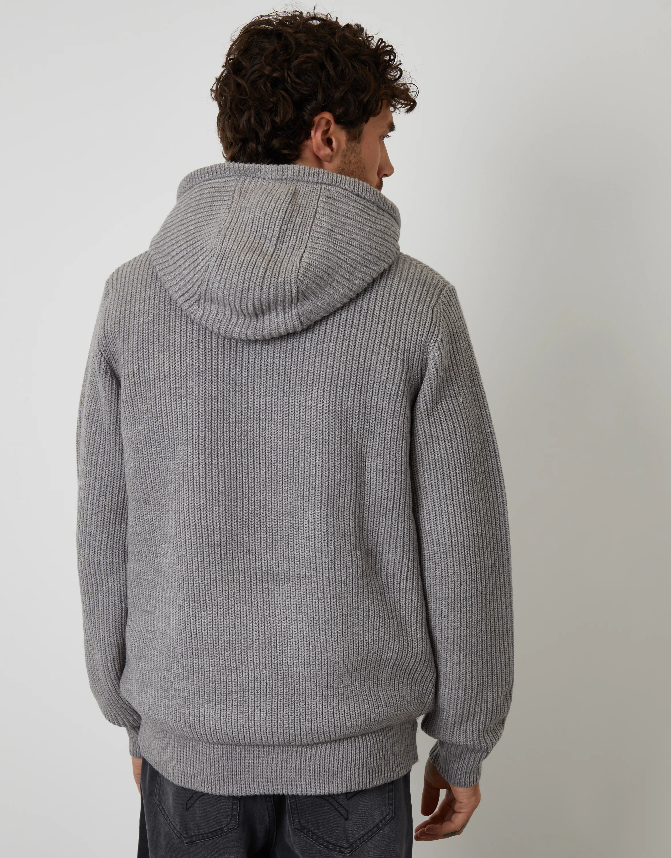 Padded Knitted Jacket in Grey Marl - Image 2