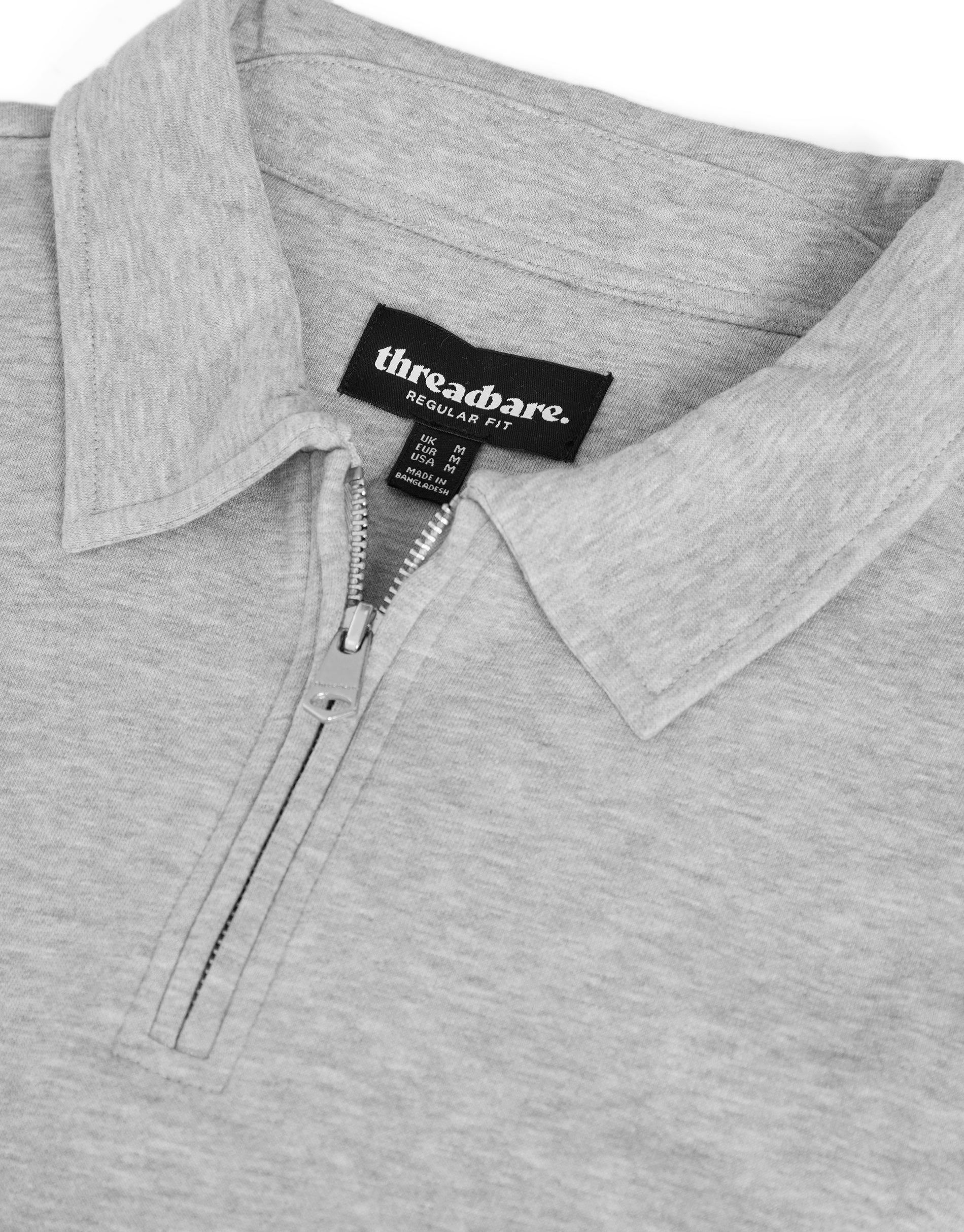 Quarter Zip Collared Sweatshirt in Grey Marl - Image 5