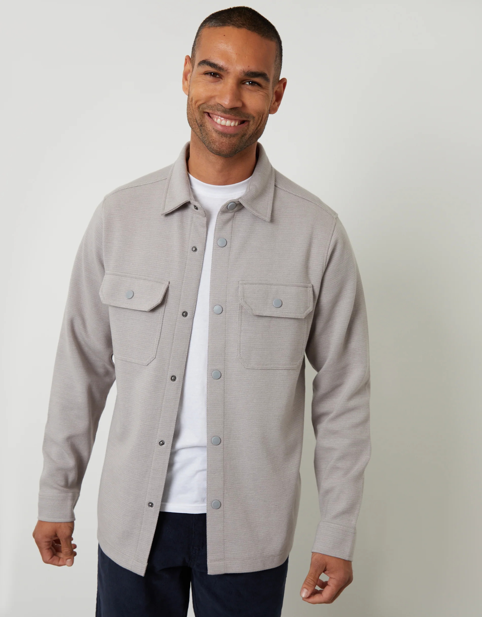Pique Shacket in Grey