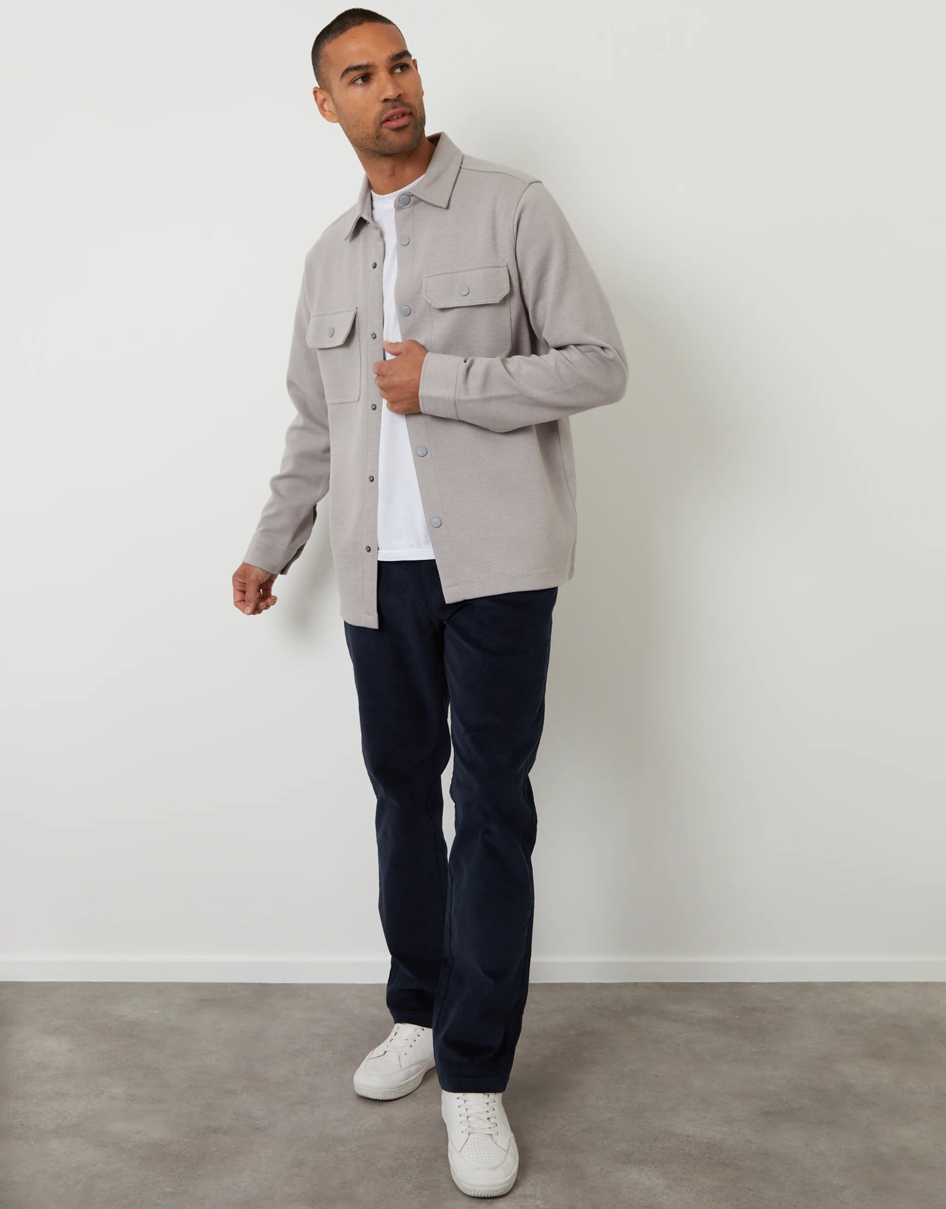 Pique Shacket in Grey - Image 3
