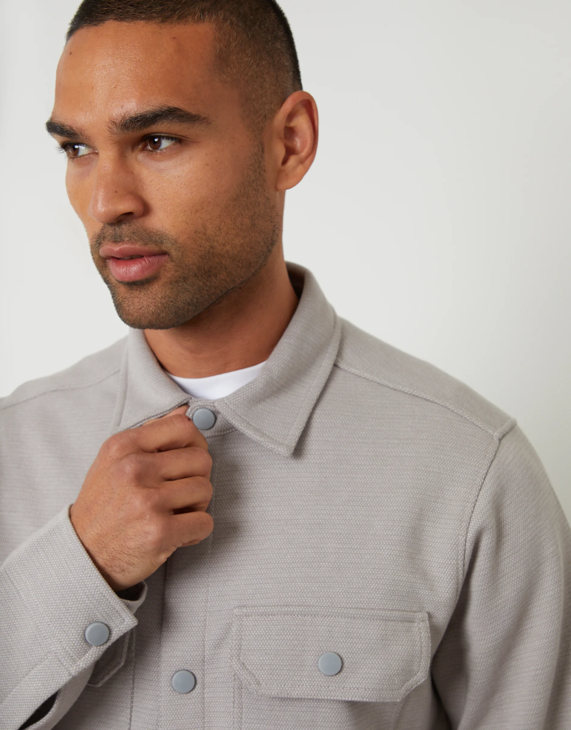 Pique Shacket in Grey - Image 4