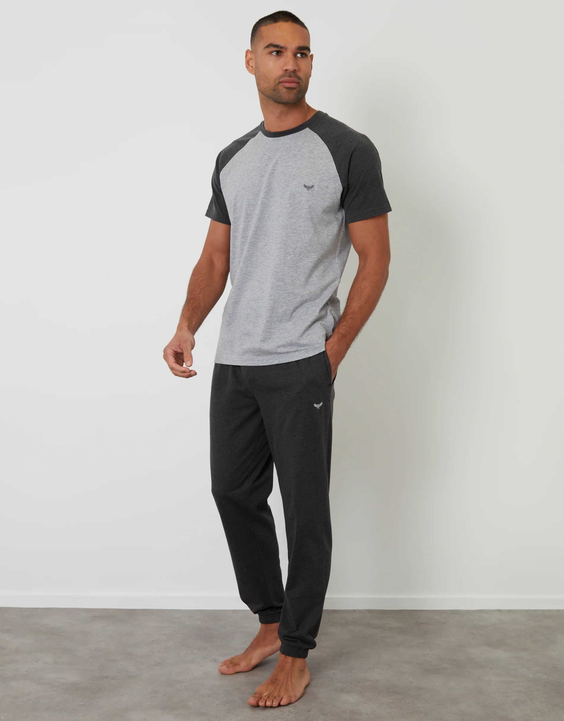 Raglan Short Sleeve Lounge Set in Grey