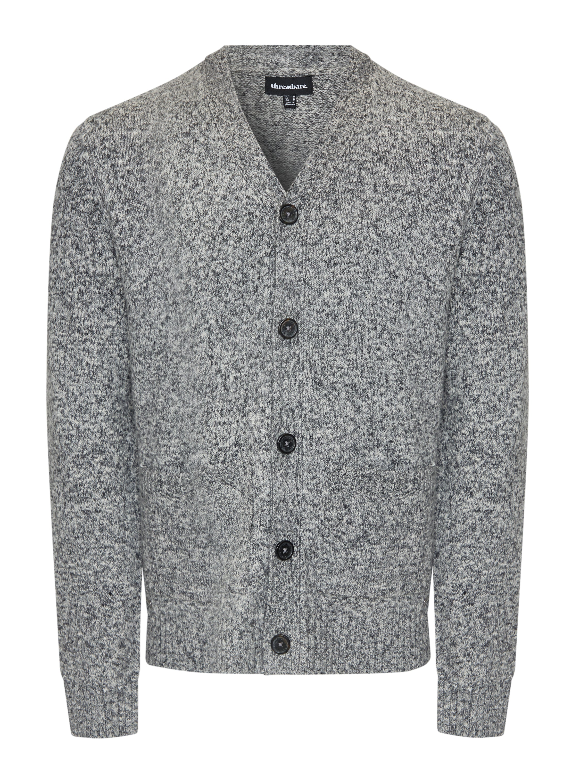 Knitted Button Up Cardigan in Grey Twist - Image 7