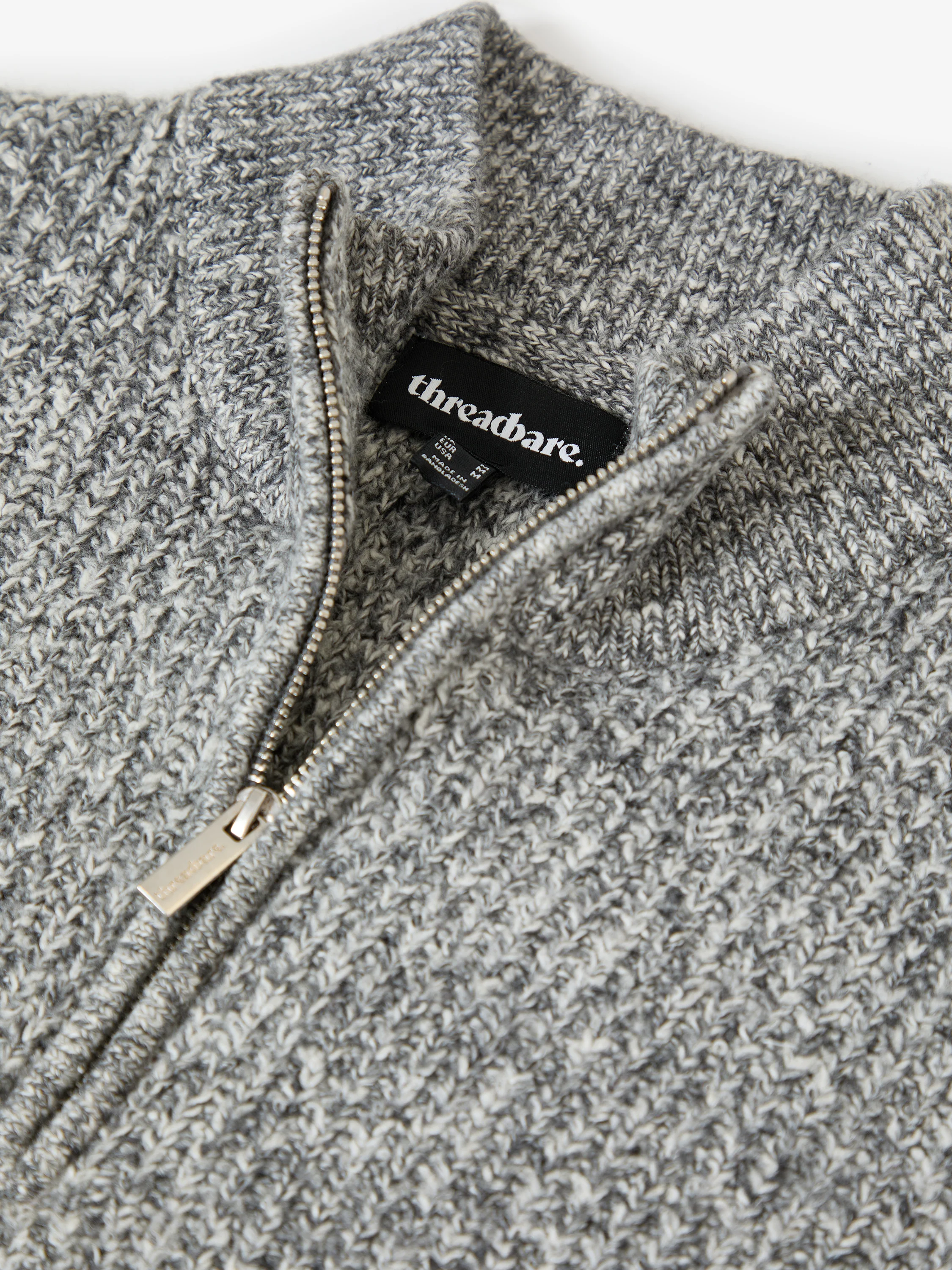 Knitted Quarter Zip Jumper in Grey Twist - Image 5