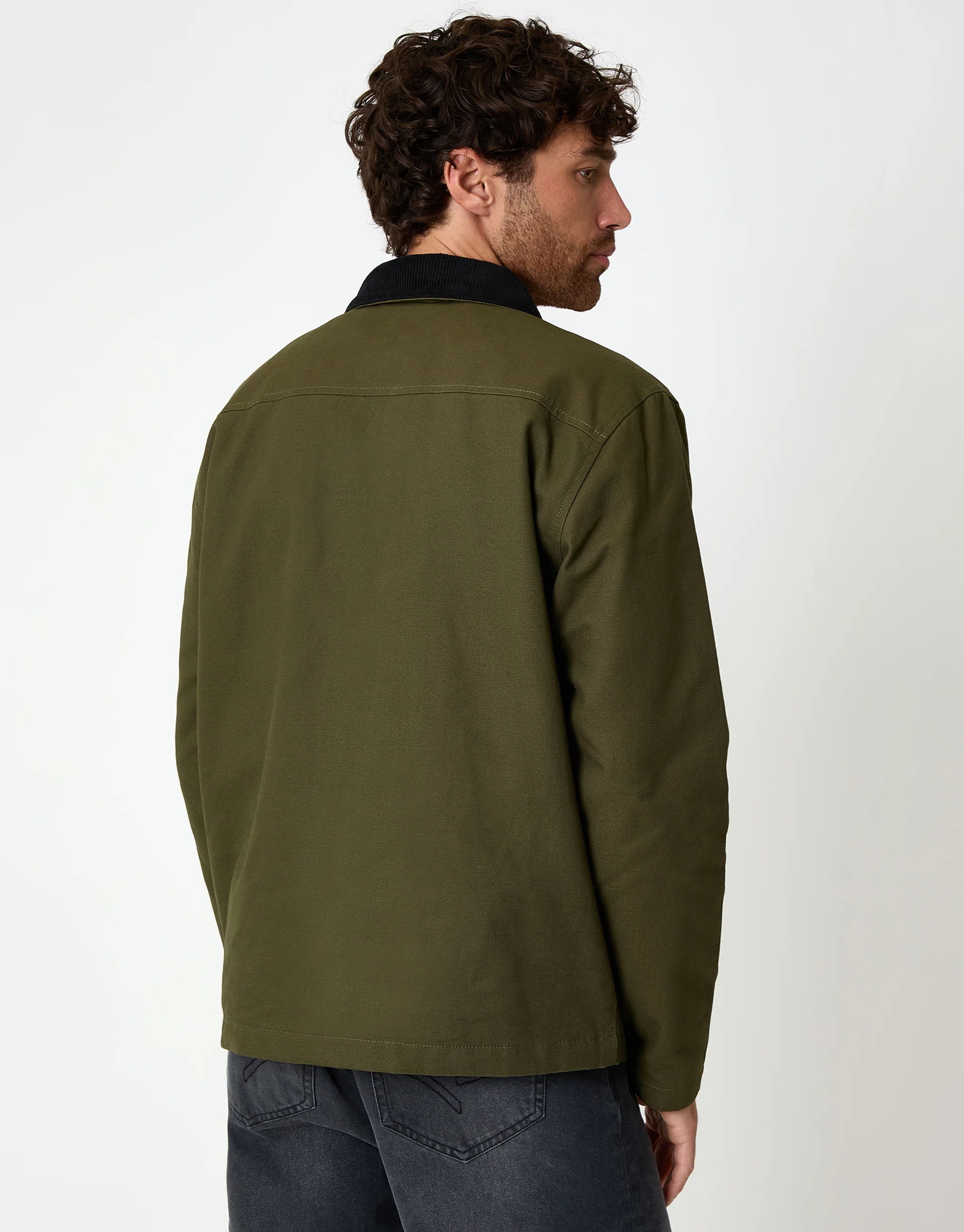 Collared Lightweight Jacket in Khaki Green - Image 2
