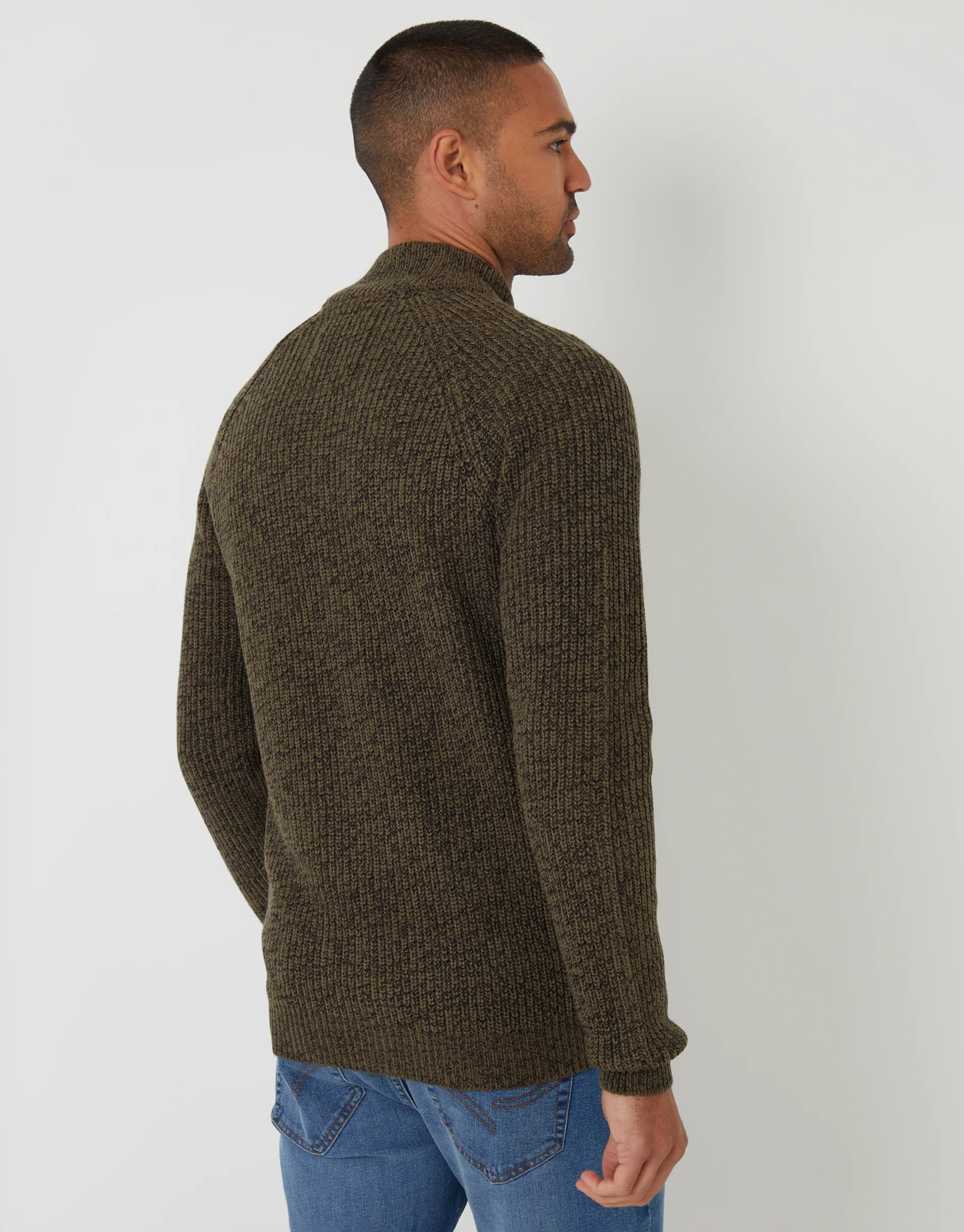 Full-Zip Cardigan in Khaki Green - Image 2