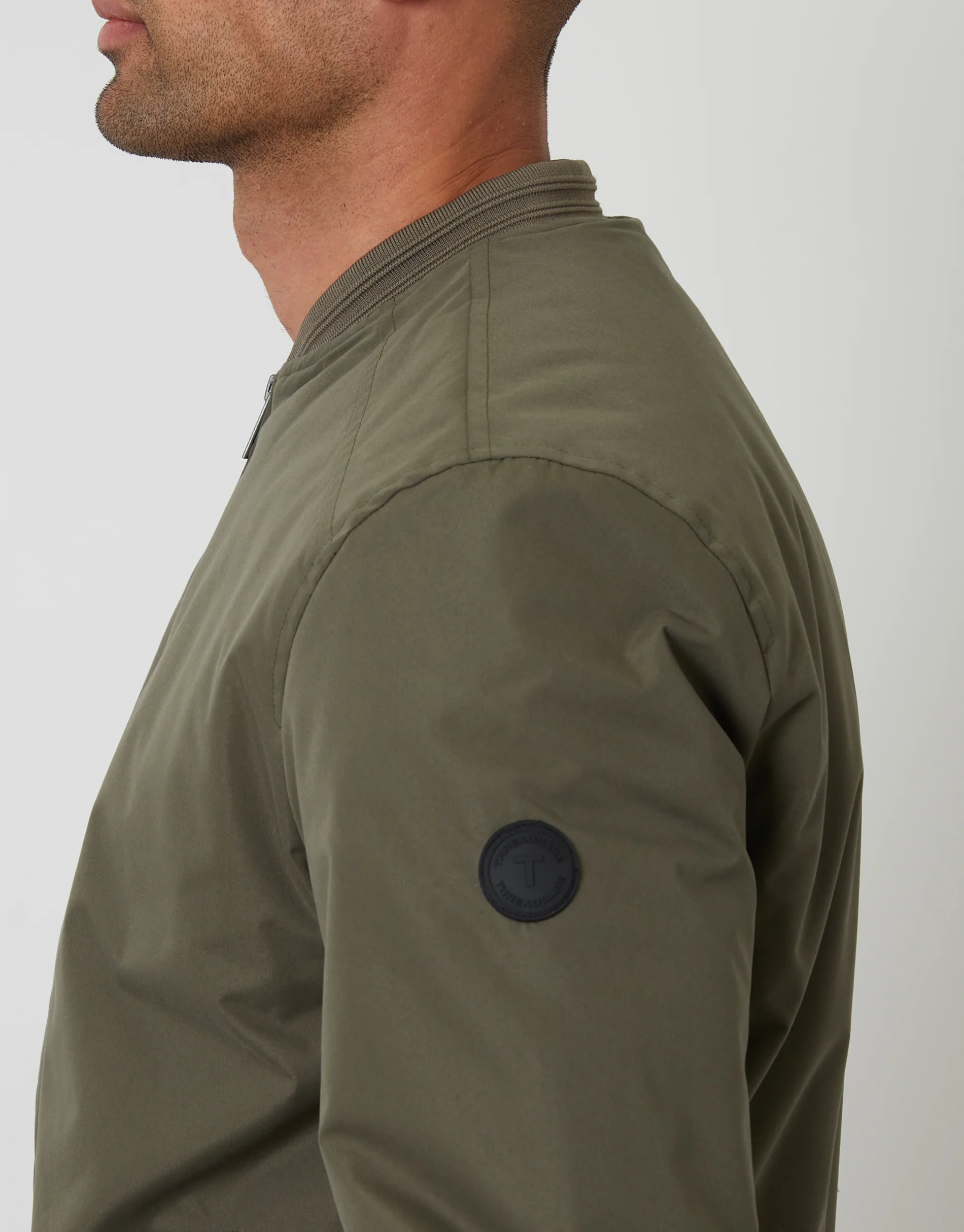 Padded Bomber Jacket in Khaki Green - Image 4