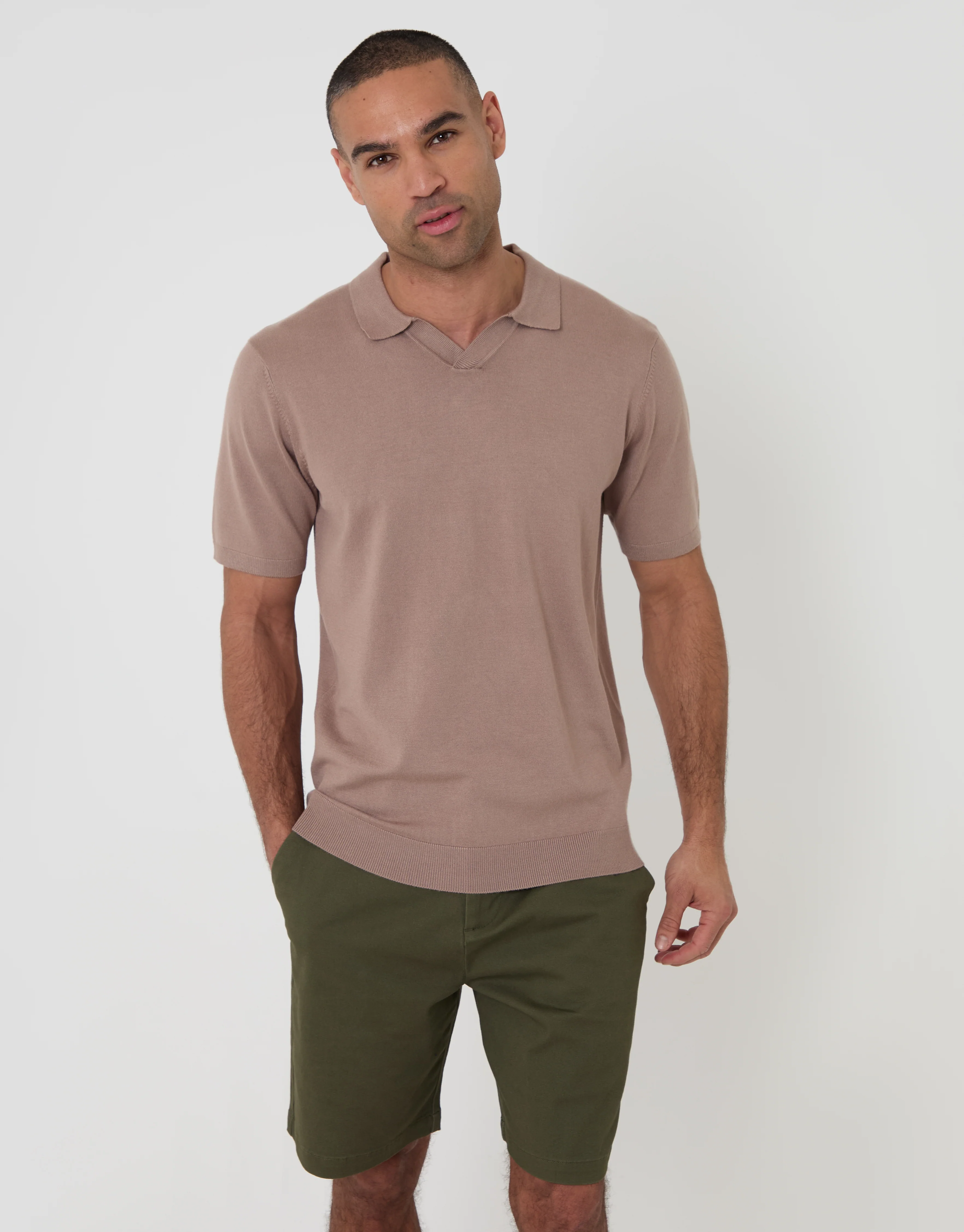 Regular Fit Stretch 3 Pocket Chino Shorts in Khaki Green