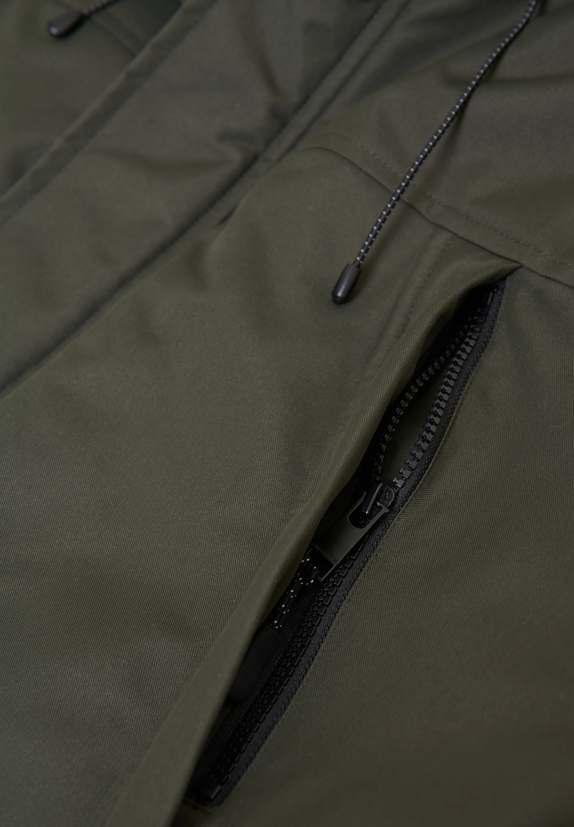 Showerproof Longline Hooded Padded Jacket in Khaki Green - Image 7