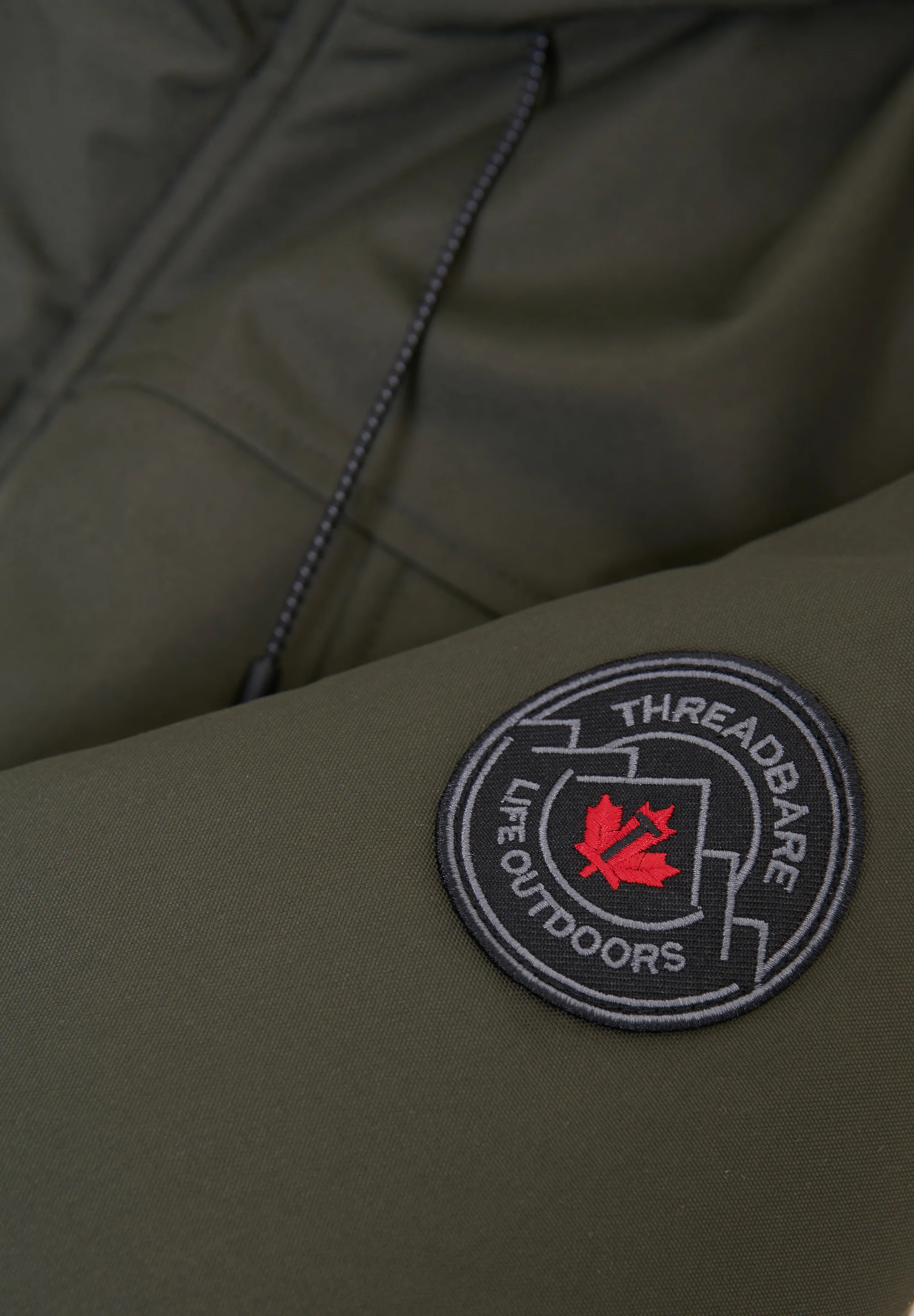 Showerproof Longline Hooded Padded Jacket in Khaki Green - Image 8