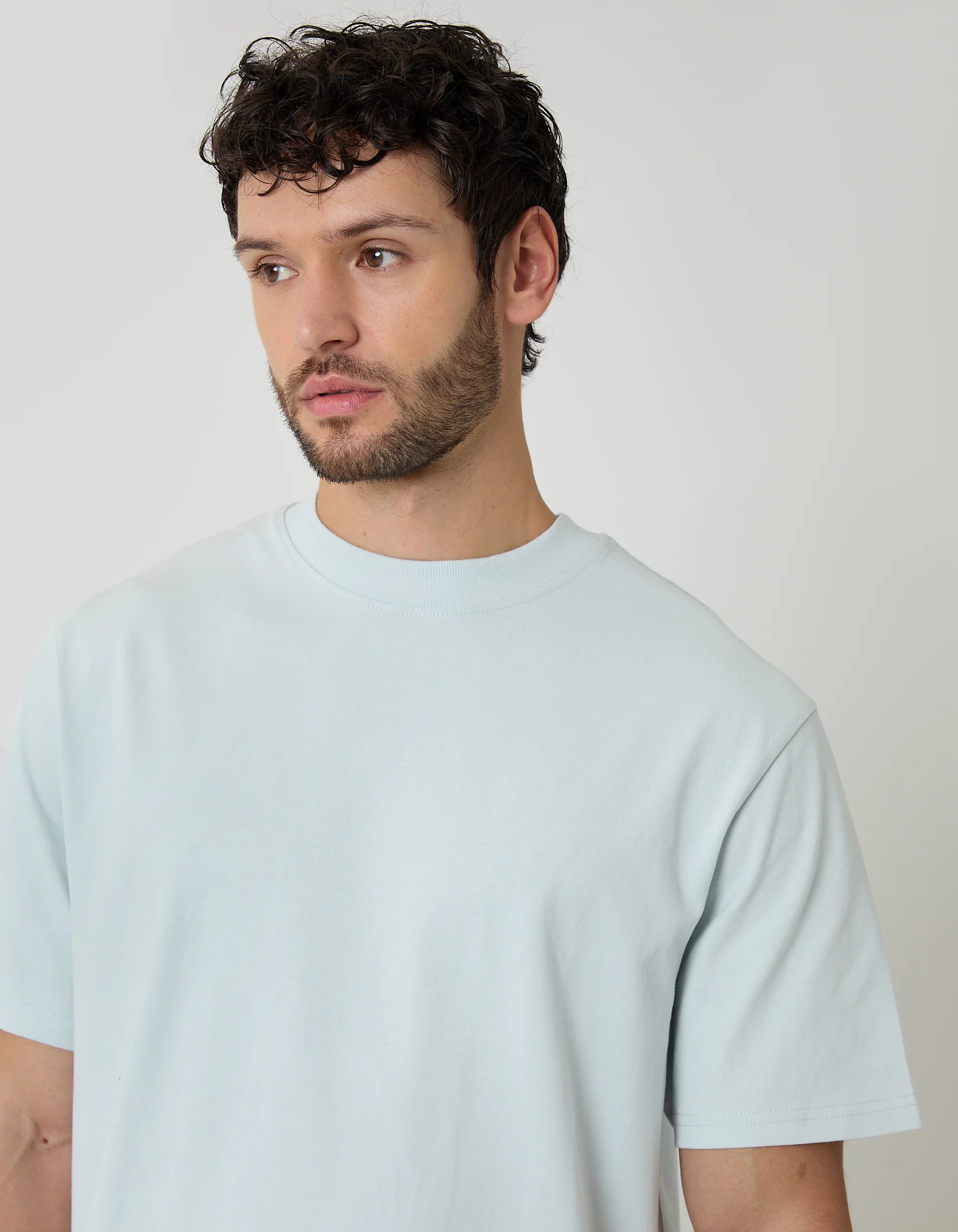 Relaxed Fit Peached Cotton T-Shirt in Light Blue - Image 4