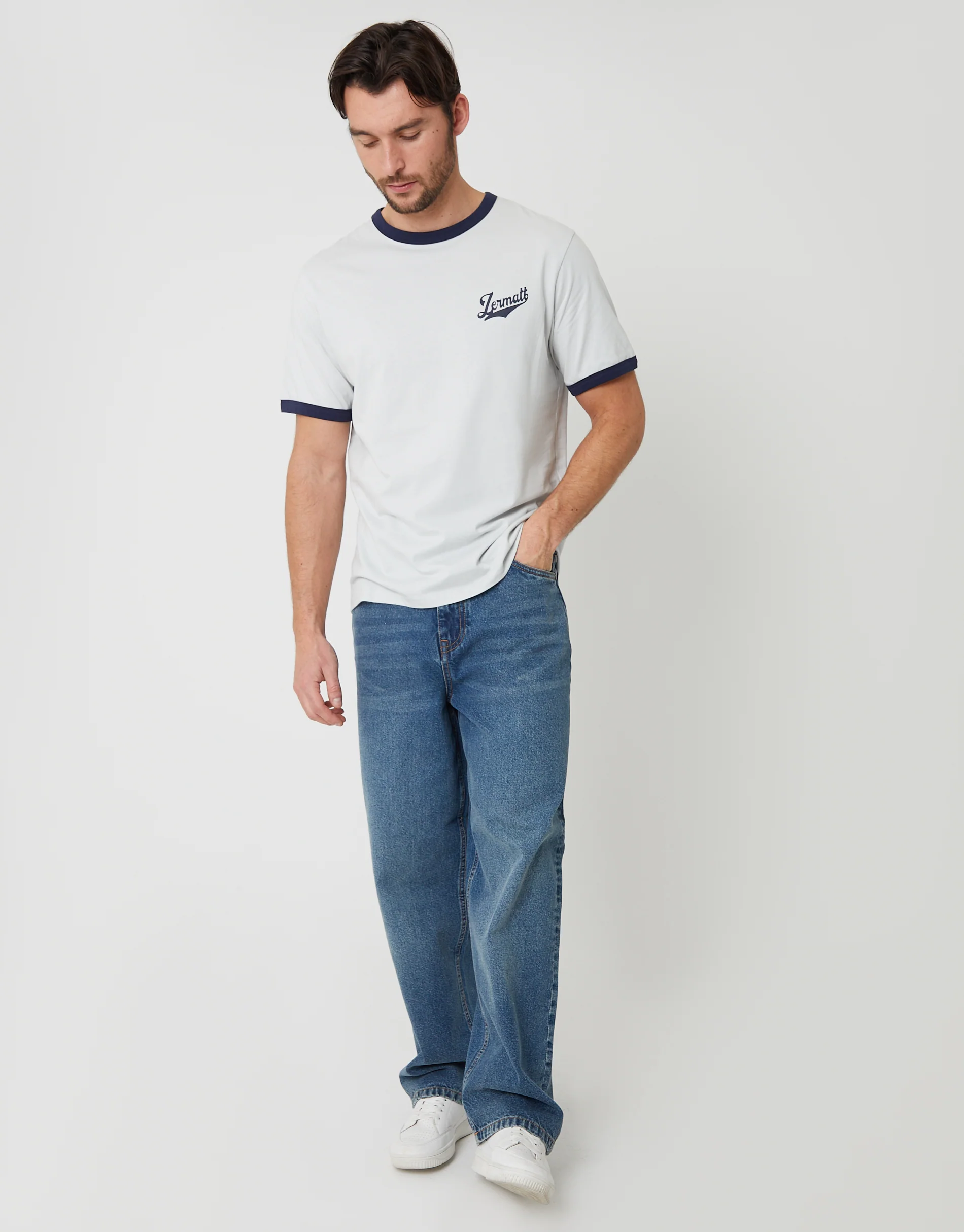 Zermatt Graphic Cotton Ringer T-Shirt in Light Blue - Image 3