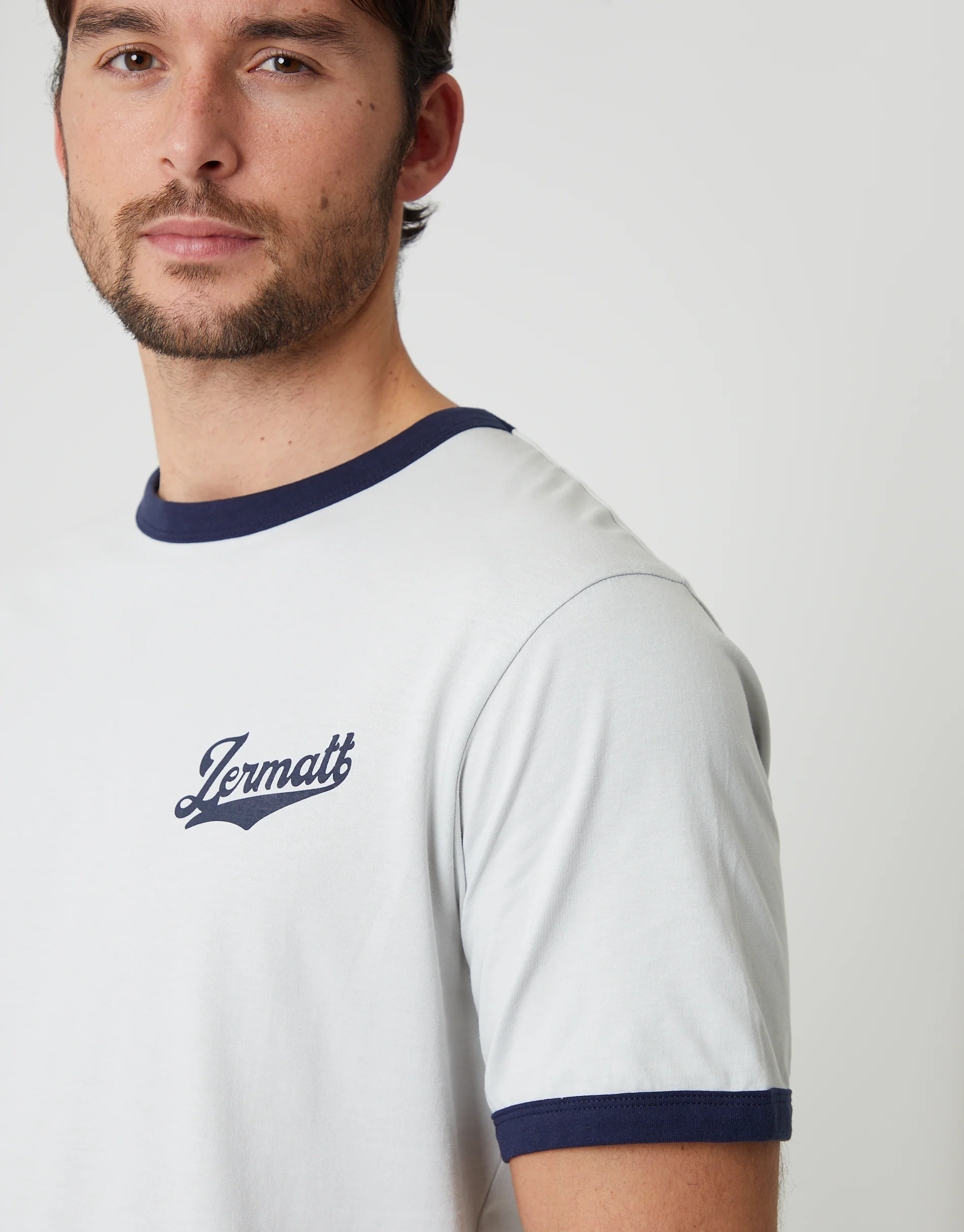 Zermatt Graphic Cotton Ringer T-Shirt in Light Blue - Image 4