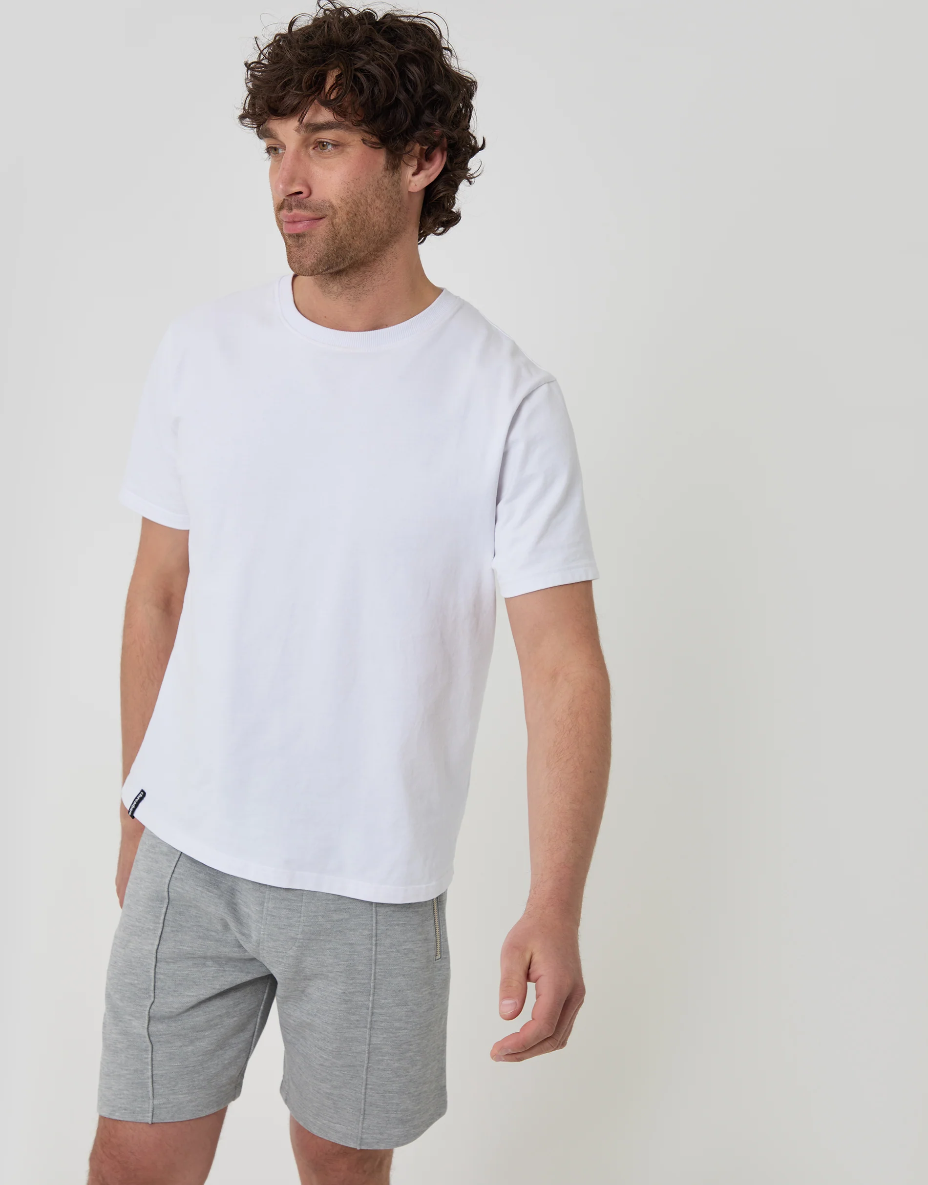 Pique Pleated Sweat Shorts in Light Grey - Image 4