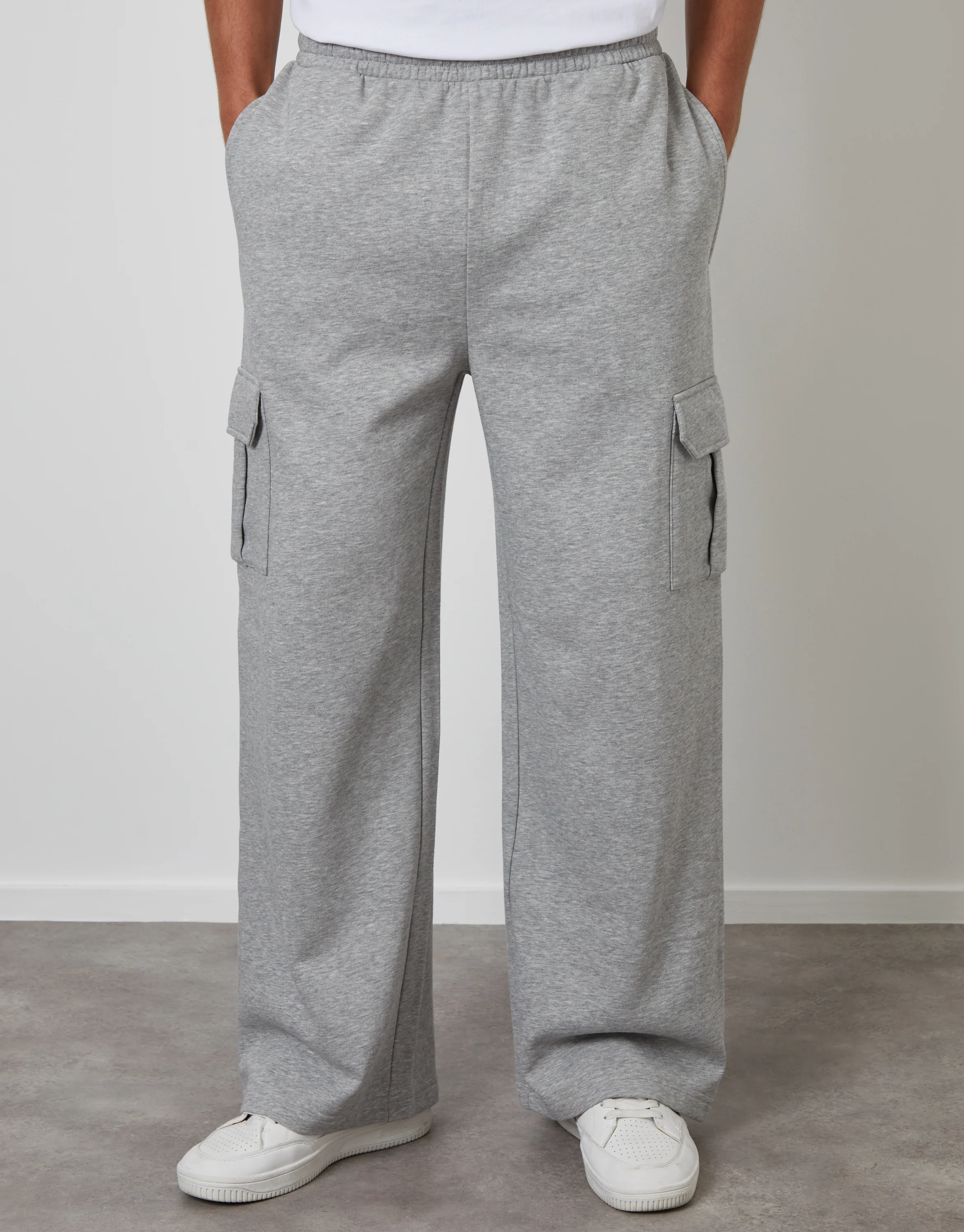 Wide Leg Cargo Joggers in Light Grey - Image 2