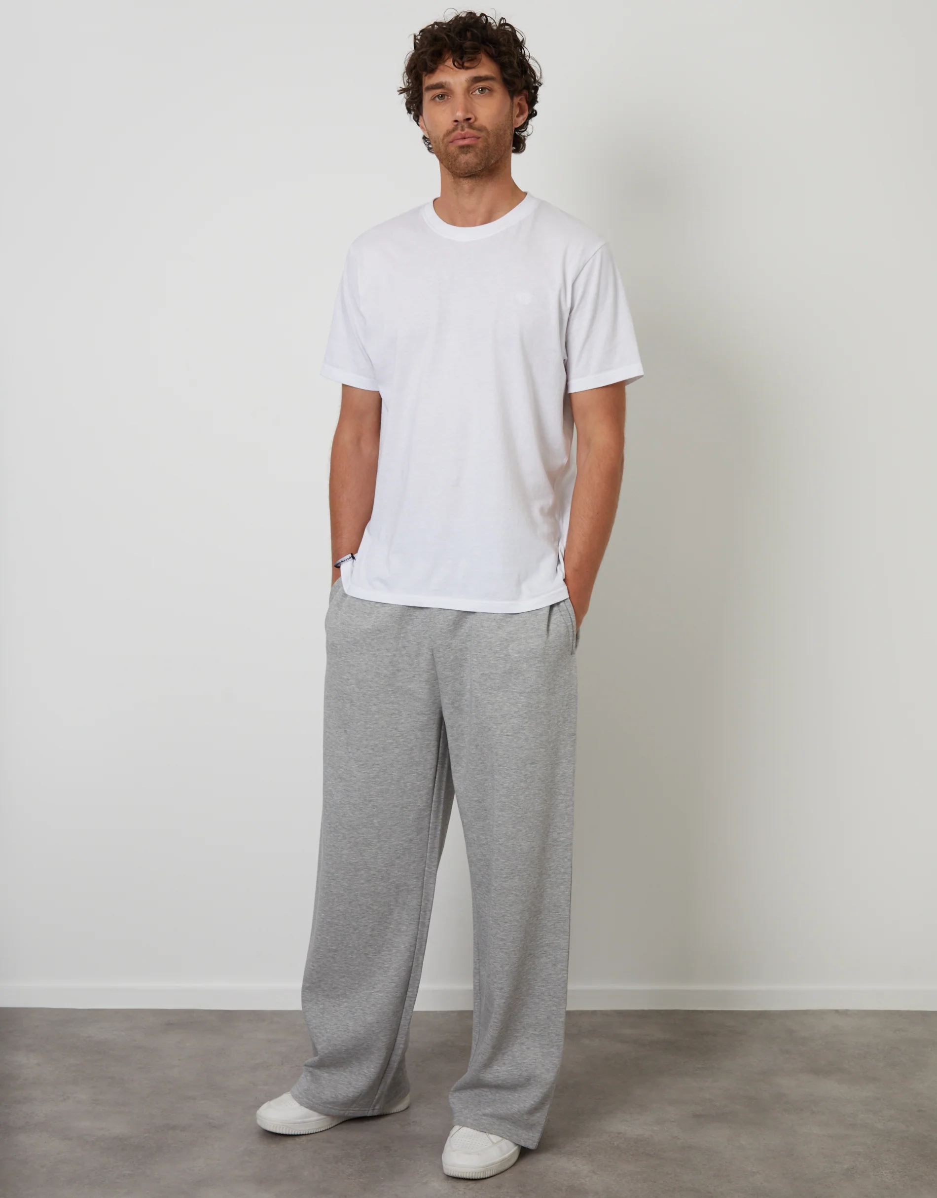 Wide Leg Joggers in Light Grey
