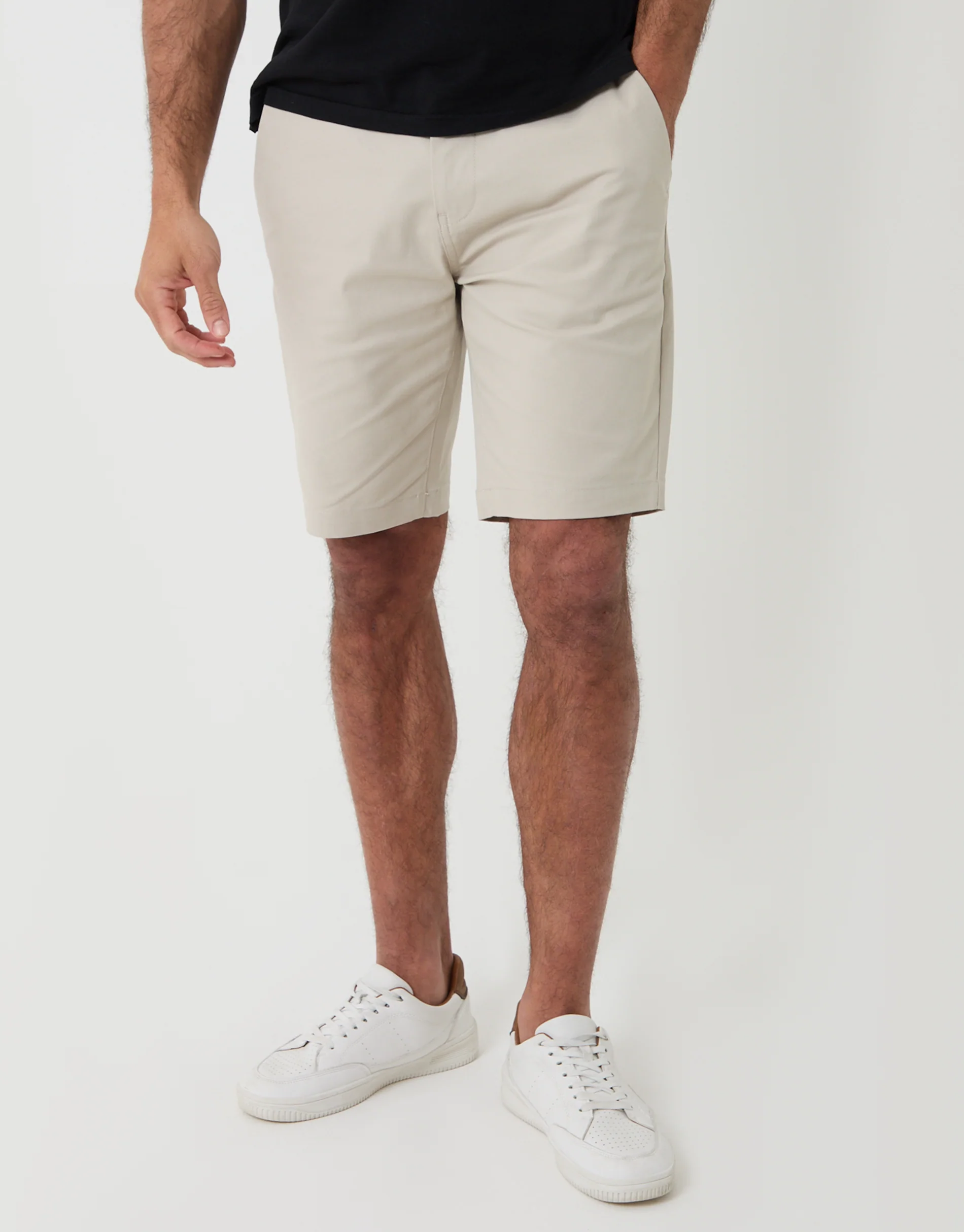 Belted Chino Shorts in Light Stone - Image 2